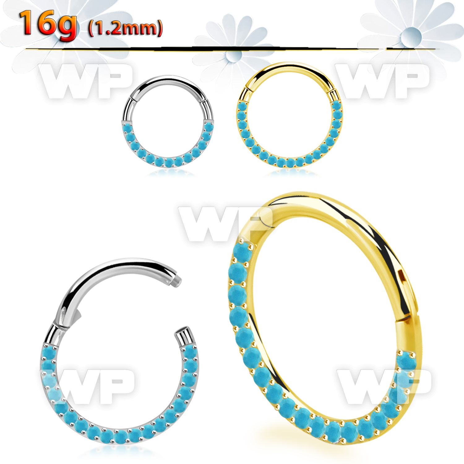 3i3xeerv steel hinged segment clicker 16g side cnc turquoise