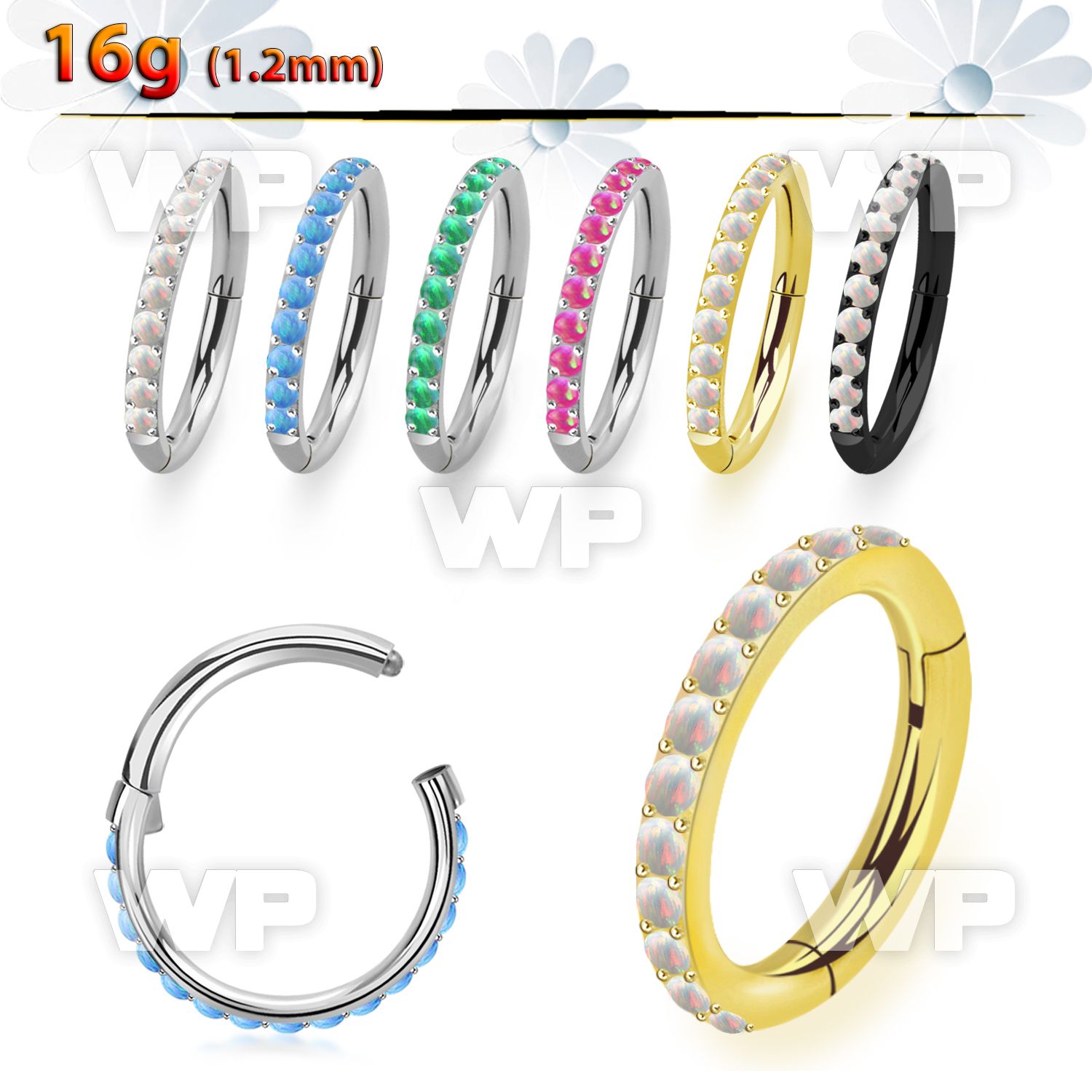 3i3xep5m steel hinged segment clicker 16g outward opal cnc
