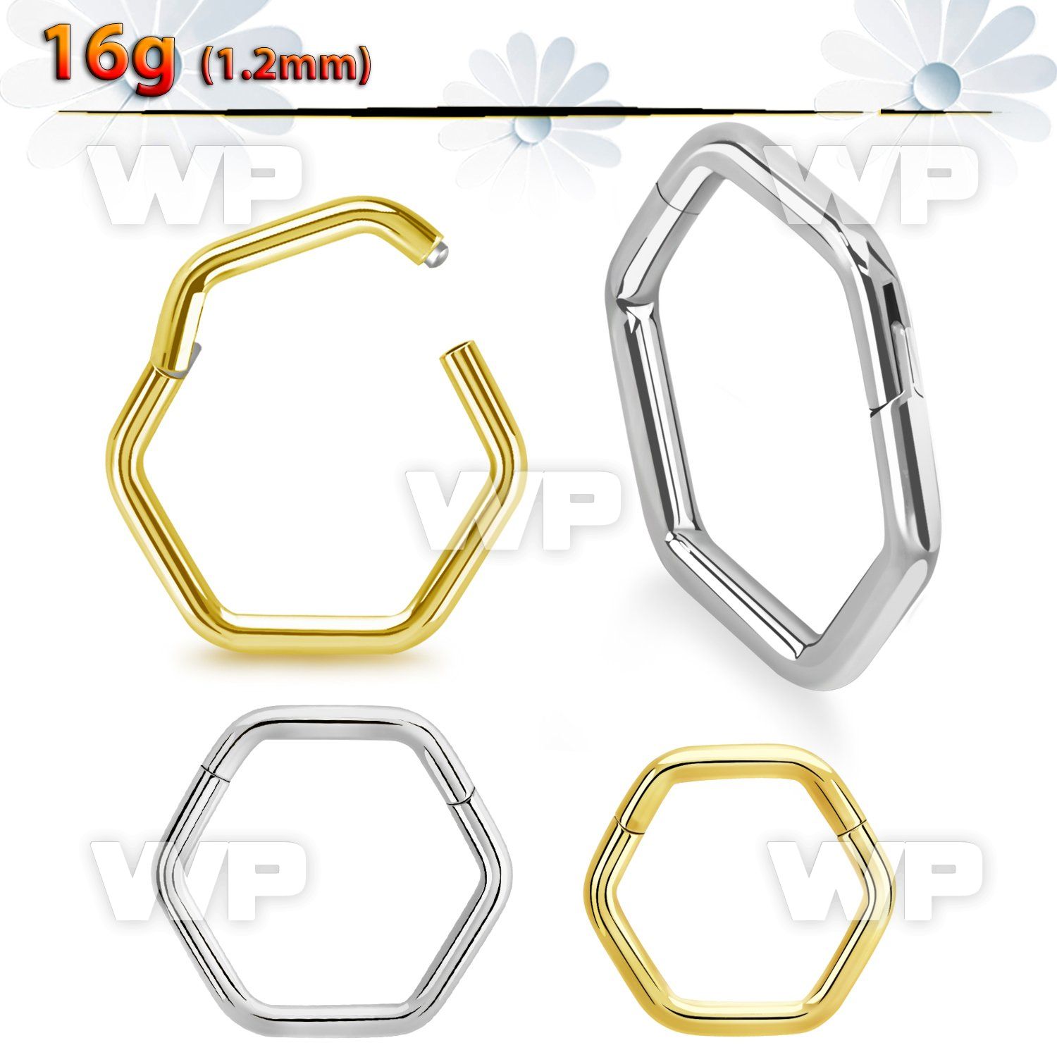 3i3xez steel hinged segment clicker 16g hexagon shape