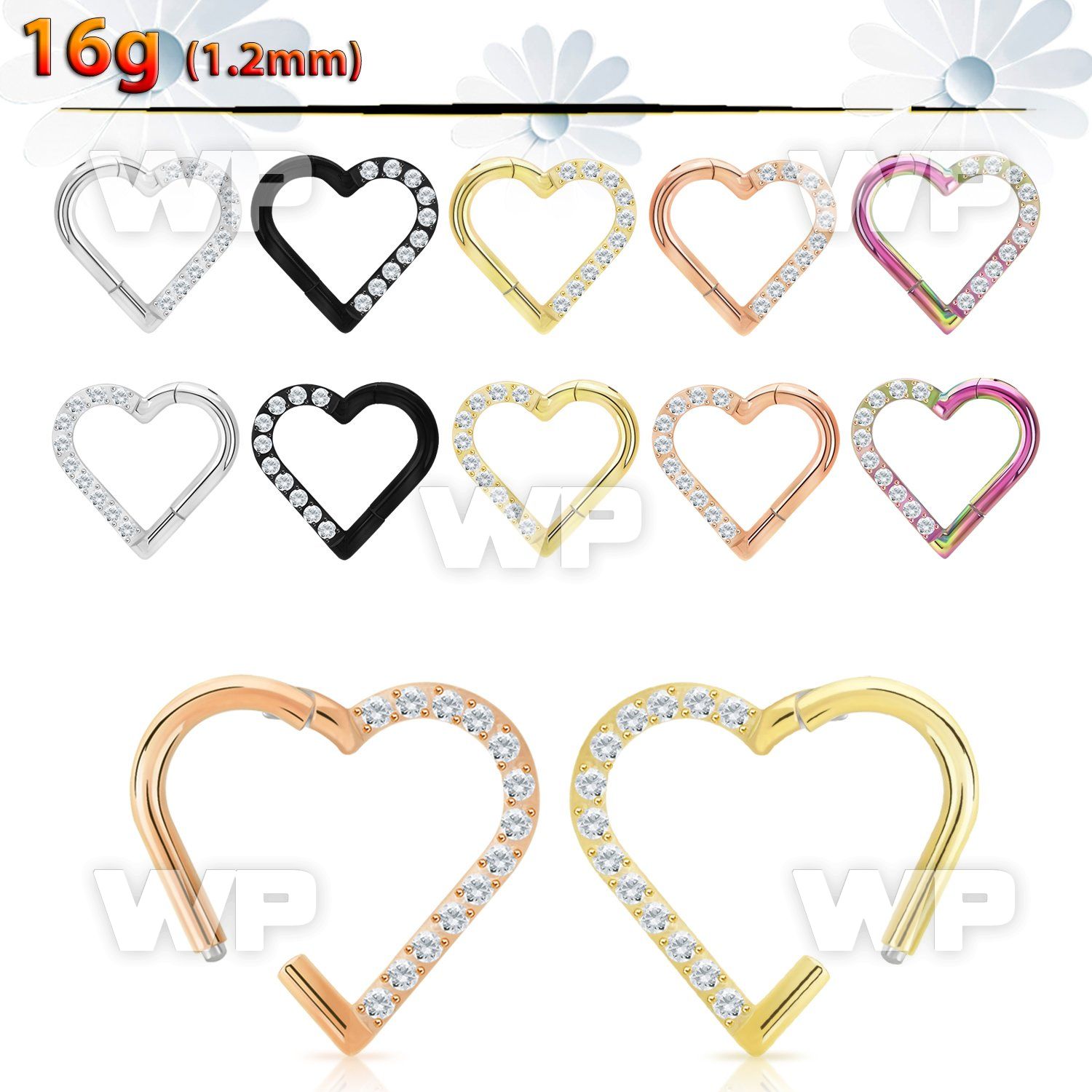 3ir3xkl pvd finish steel hinged segment clicker cnc cz heart