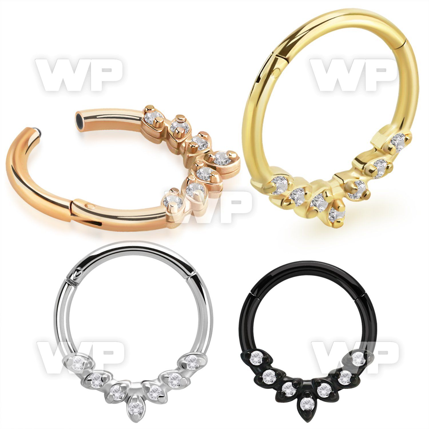 3ir3xzp pvd finish steel hinged segment clicker leaves cz