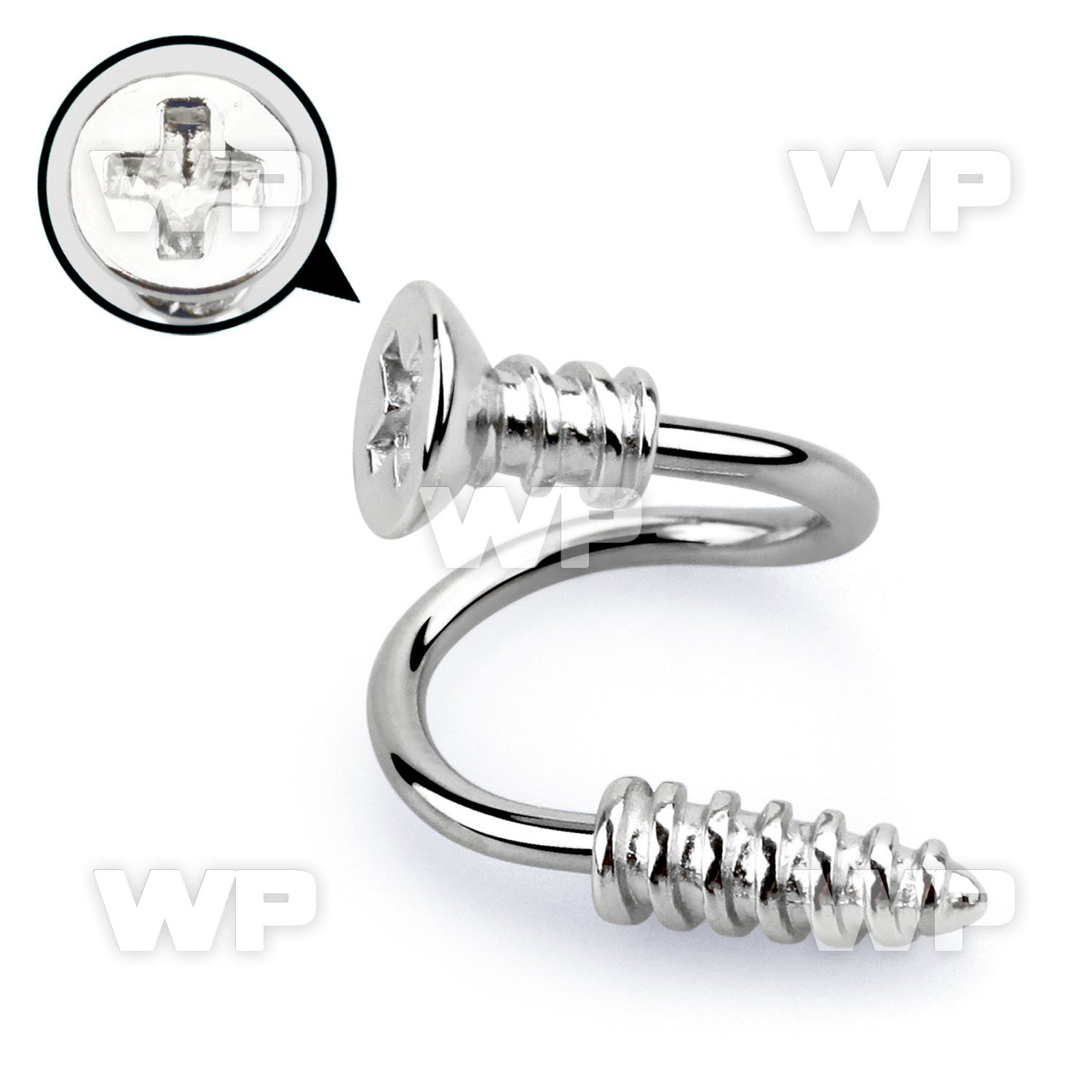 3m36o surgical steel spiral 1 6mm cross screw top screw threa helix piercing