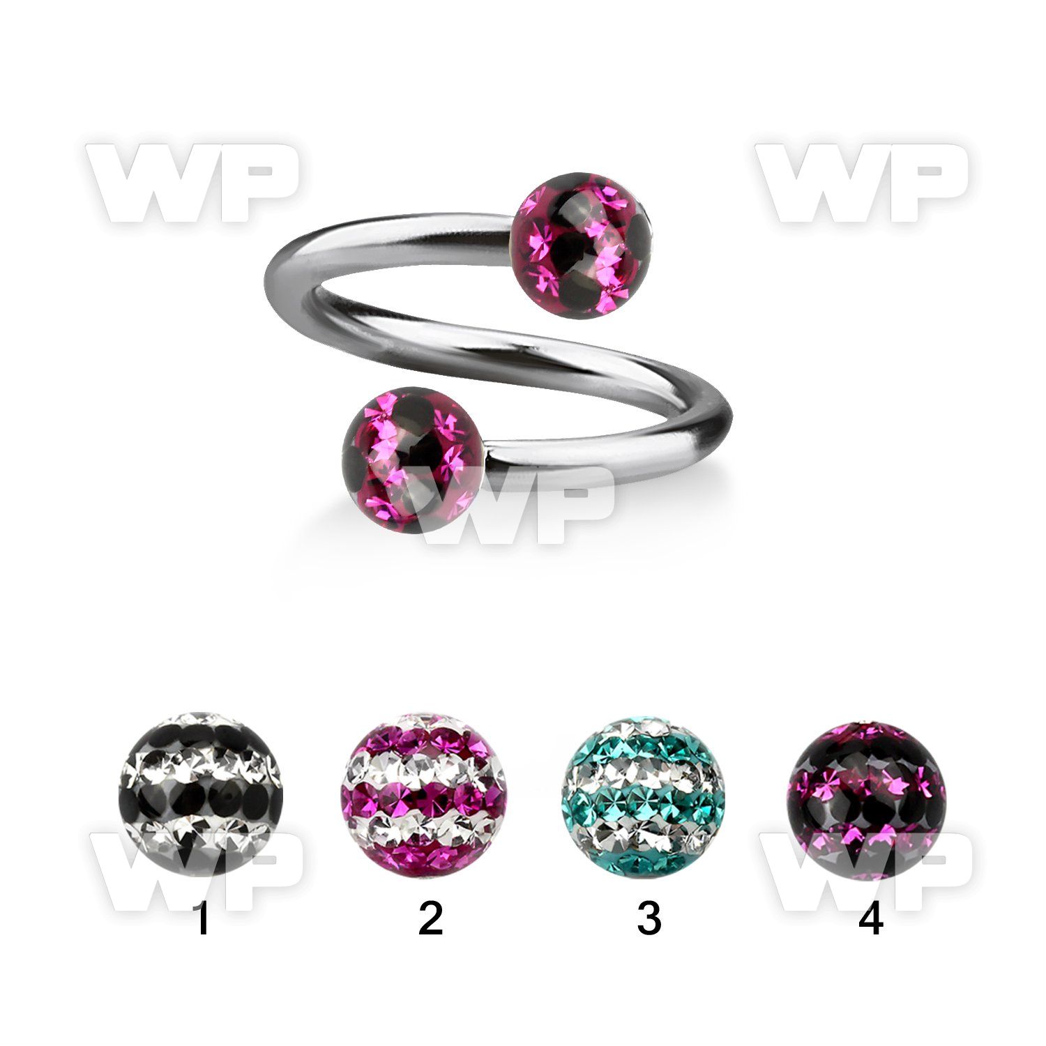 3mdas1 surgical steel spiral 1 6mm 5mm ferido glued multi cryst eyebrow piercing