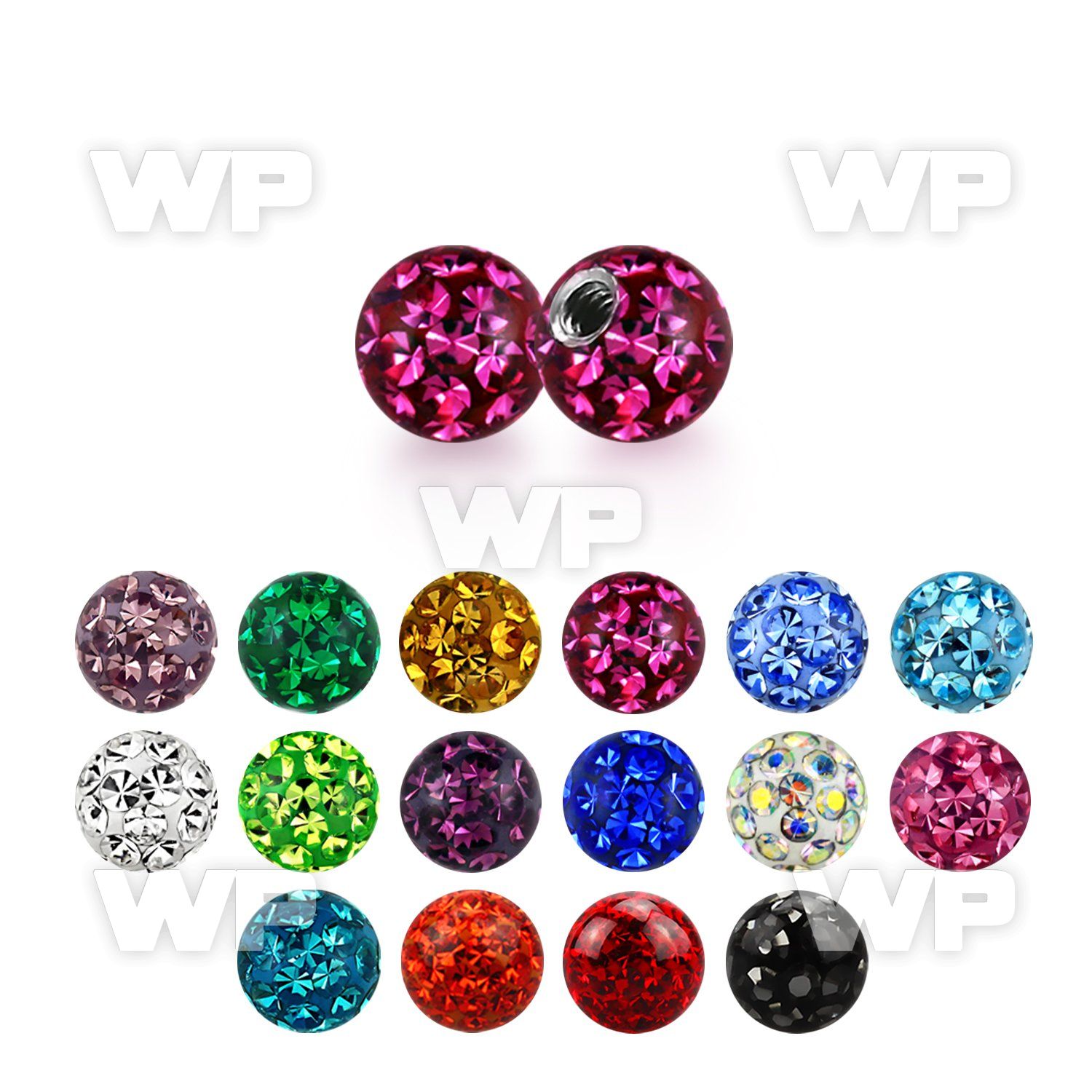 3mm multi crystal ball w resin cover 18g 1mm threading