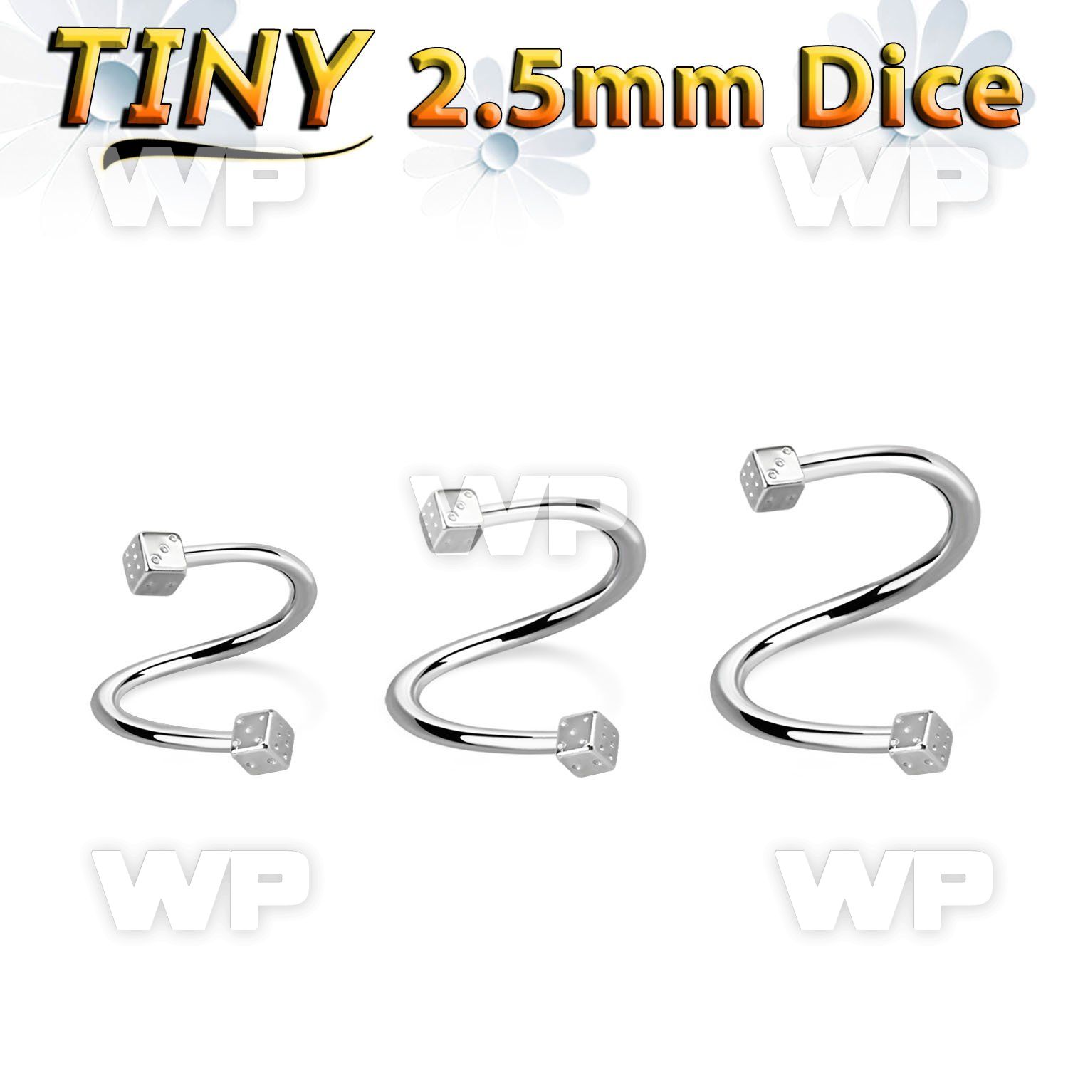 3mw18ks surgical steel eyebrow spiral 1 2mm tiny 2 5mm dices eyebrow piercing