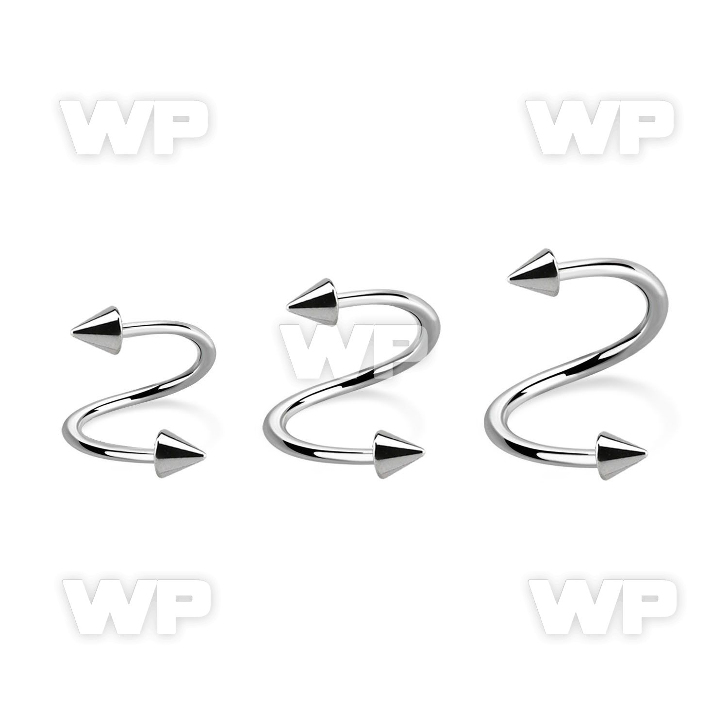 3mw6u surgical steel eyebrow spiral 1 2mm 3mm cones eyebrow piercing