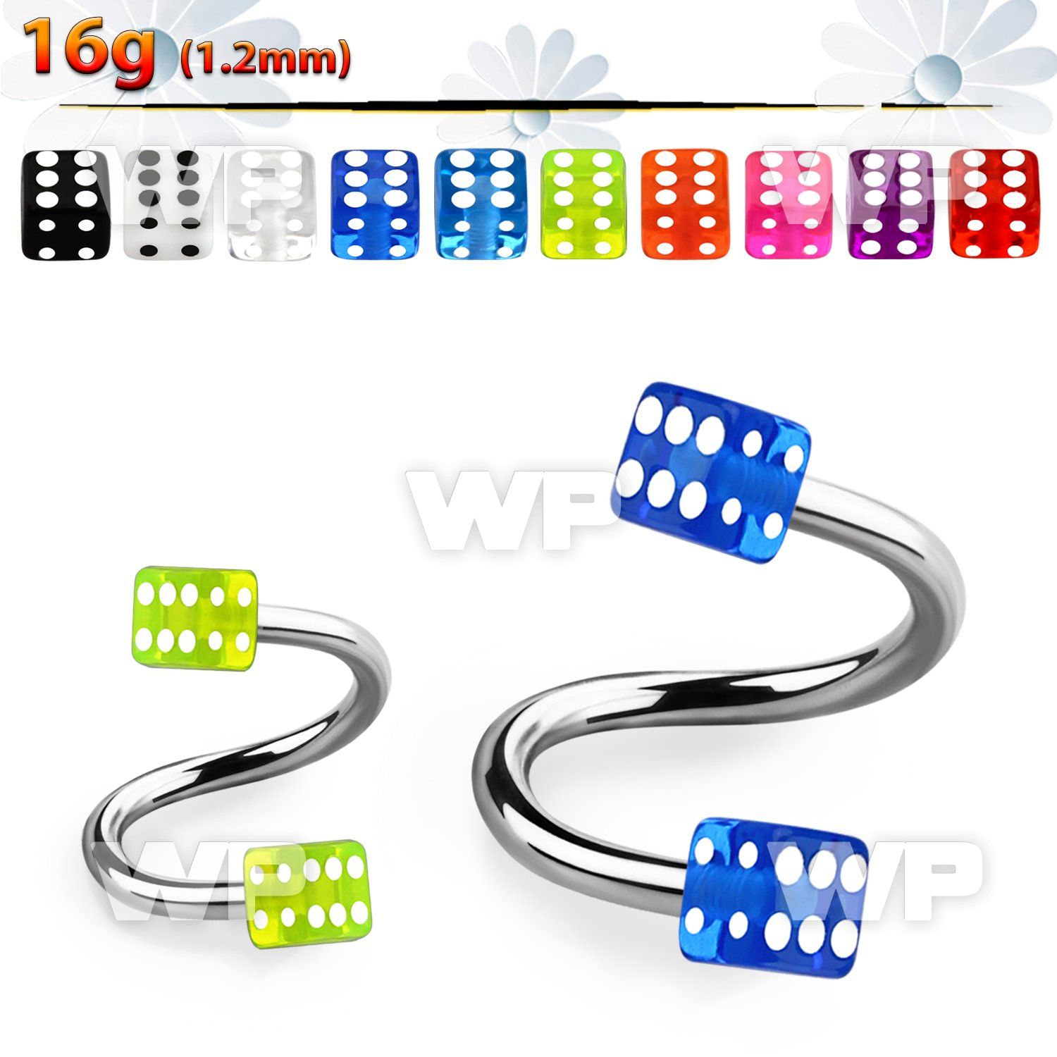 3mwhq18 surgical steel eyebrow spiral 1 2mm 3mm uv dices eyebrow piercing