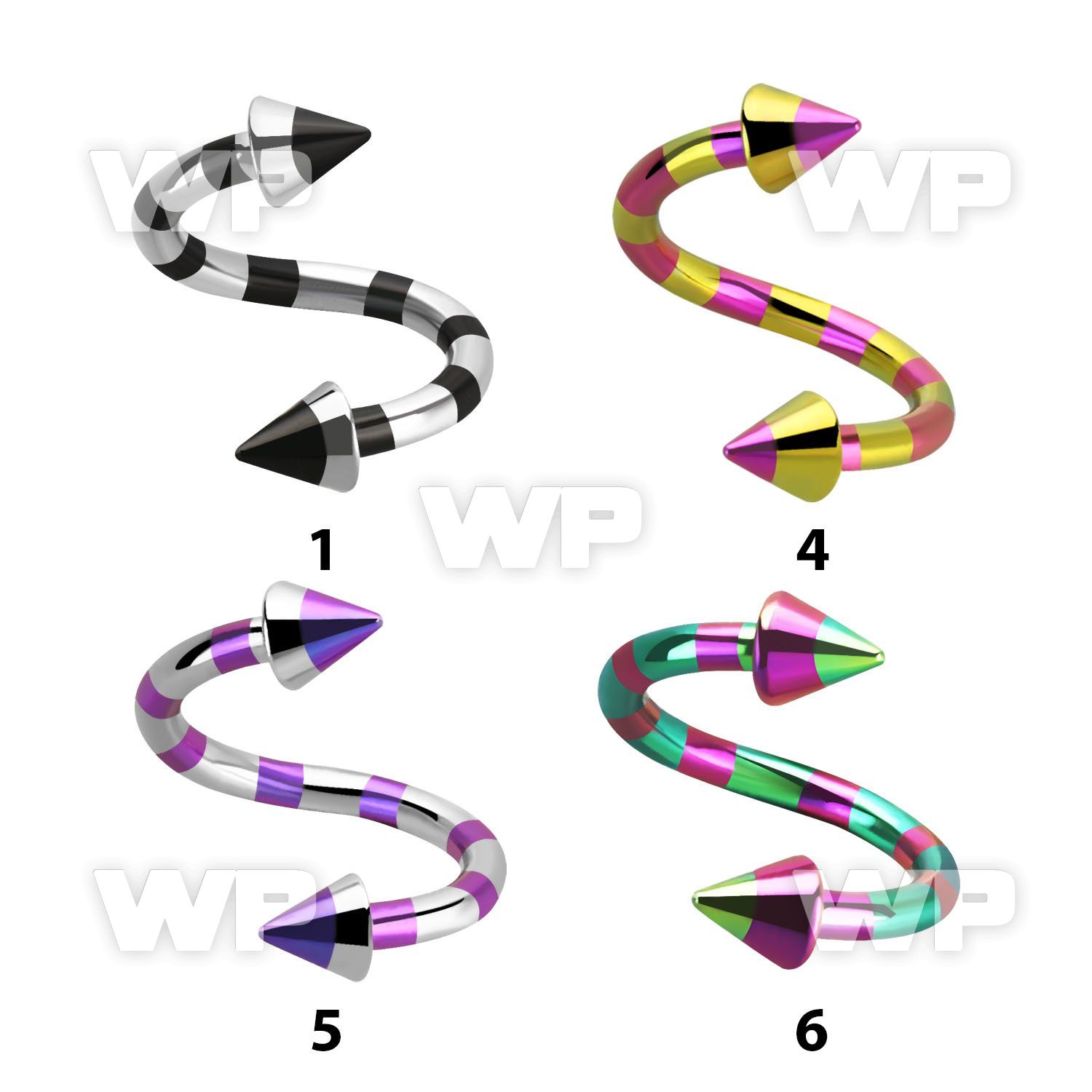 3mwjru zebra striped ion plated surgical steel eyebrow spiral eyebrow piercing