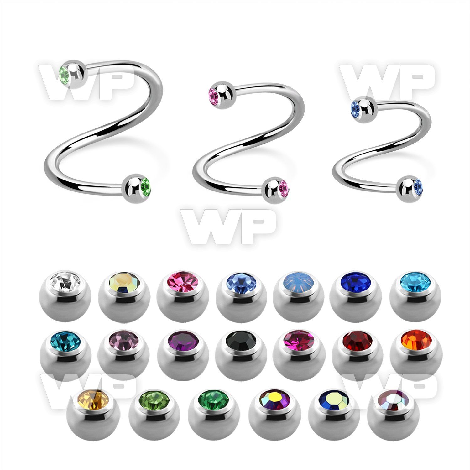 3mwk6 surgical steel eyebrow spiral 1 2mm 3mm press fit jewel eyebrow piercing