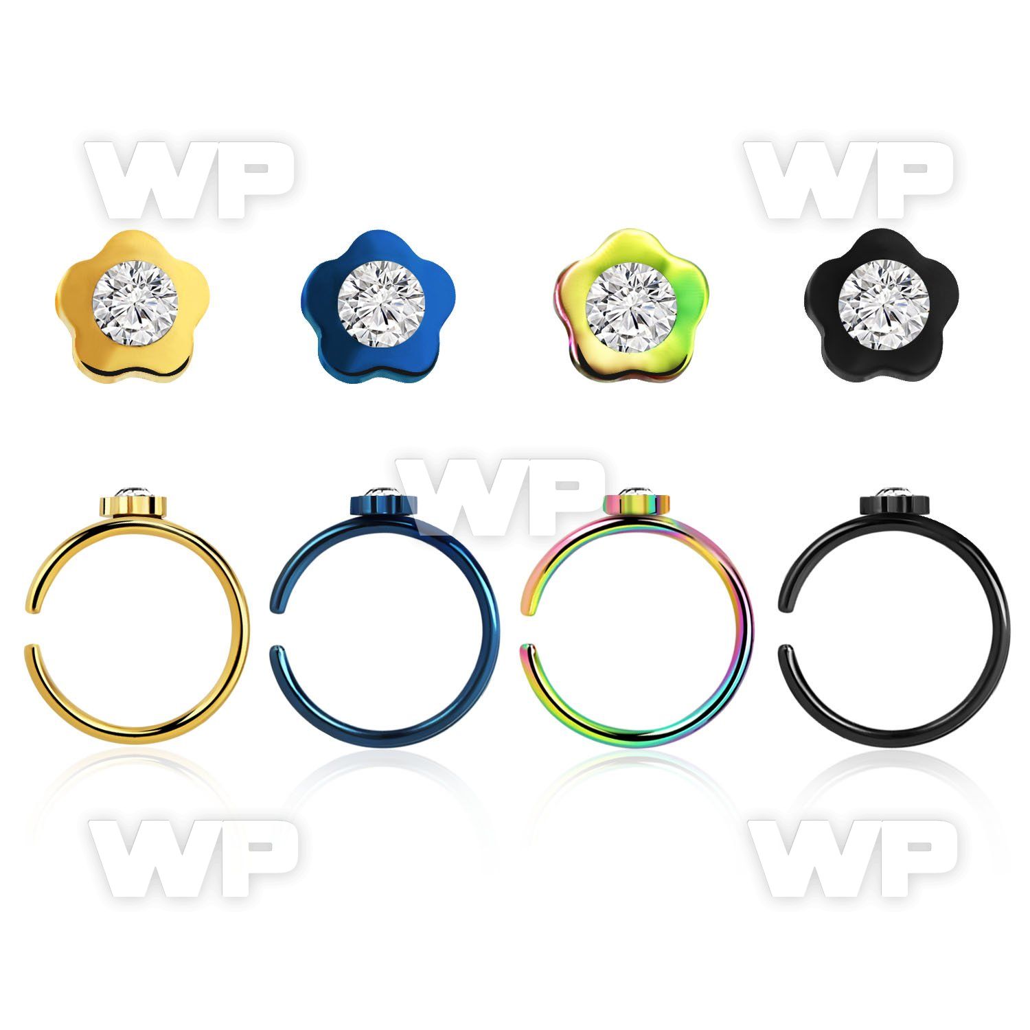 3uare ion plated 316l steel clip on nose ring flower shaped nose piercing