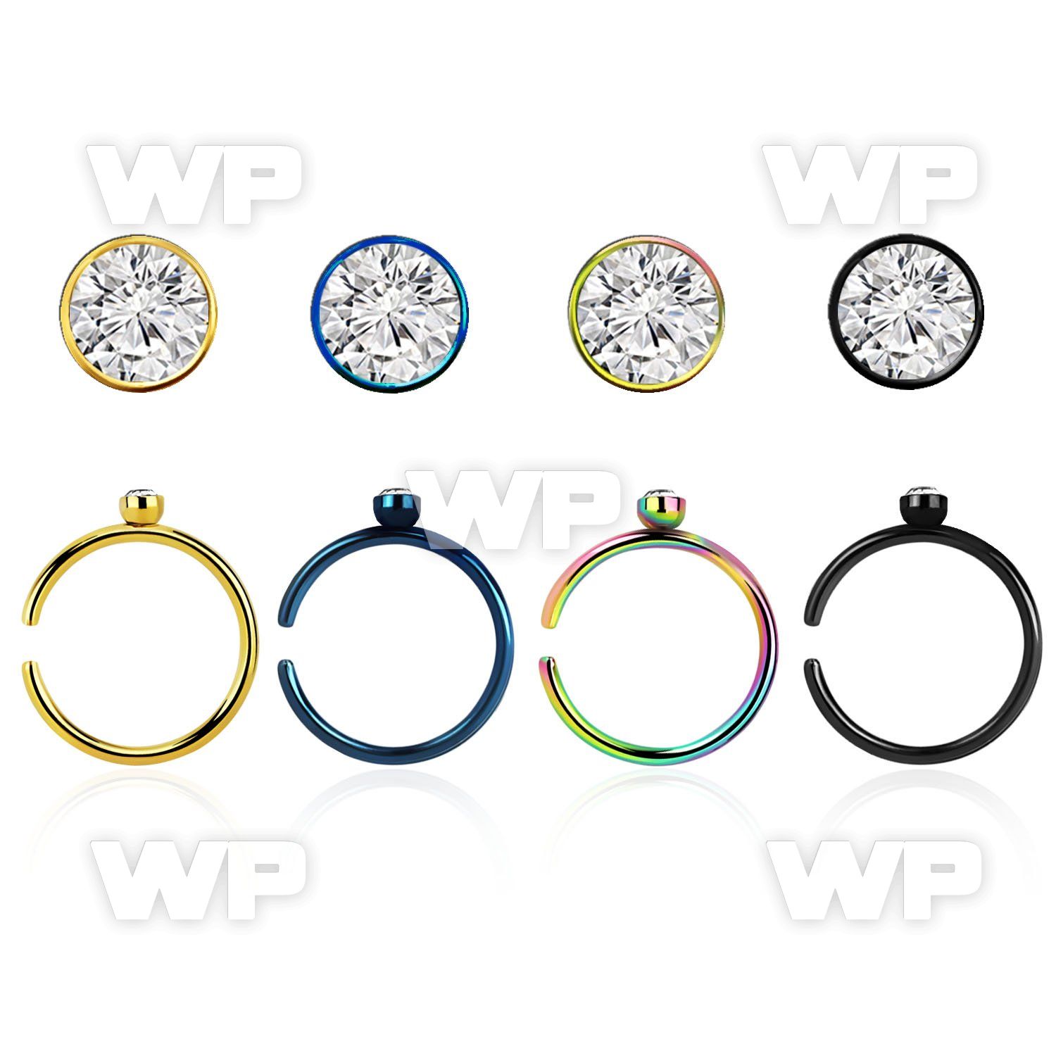 3uark ion plated 316l steel clip on nose ring round topcenter nose piercing