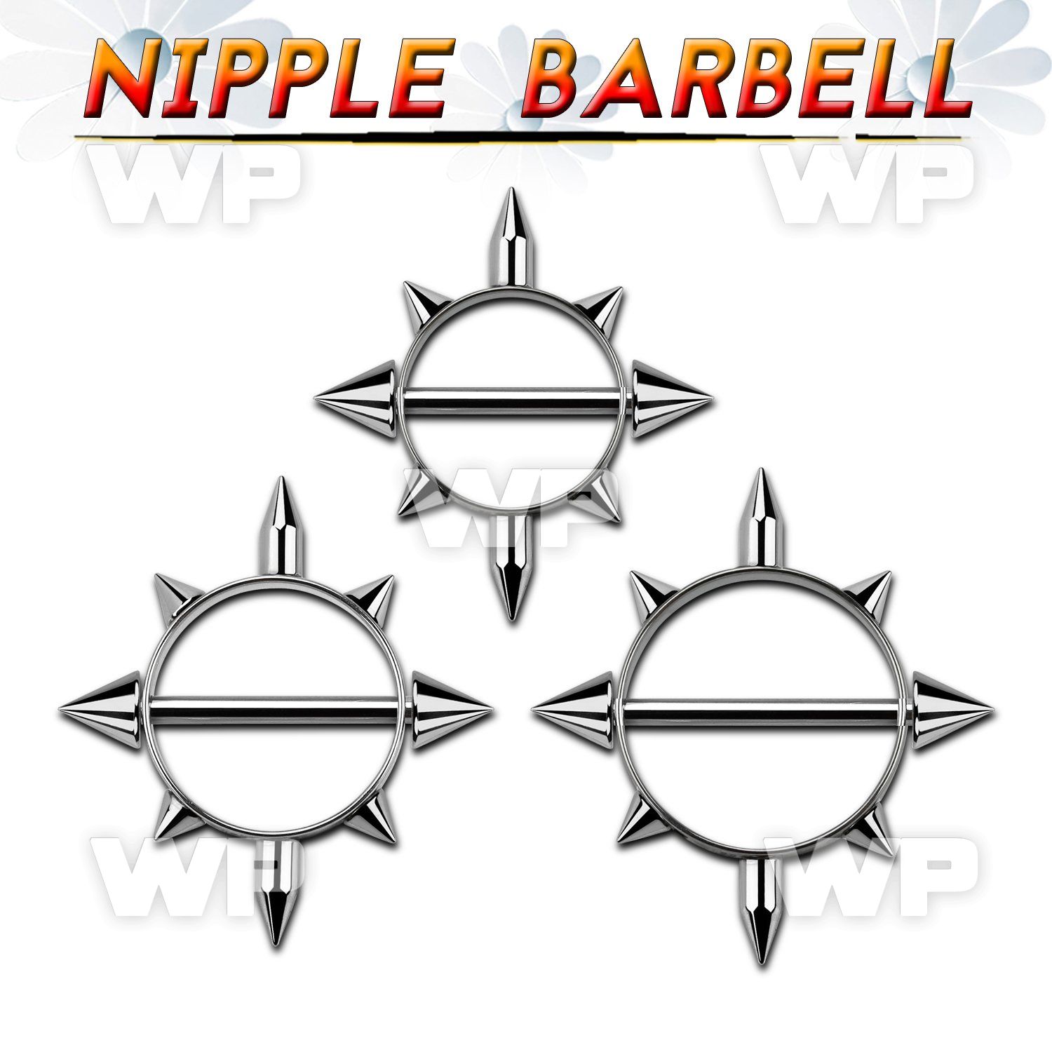 3um6 round spiked nipple shield surgical steel barbell 1 6mm nipple piercing