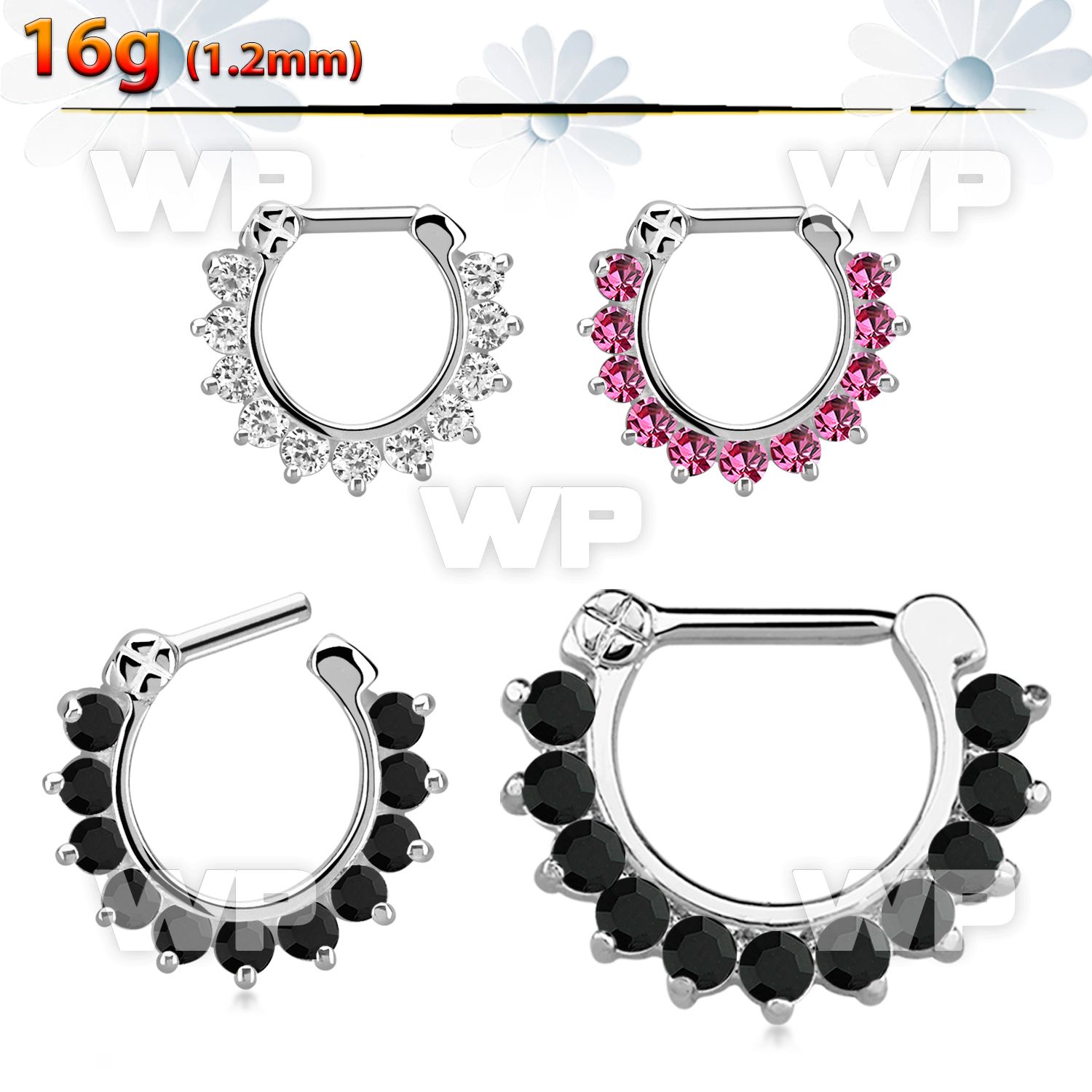 3wm6ey crystal studded septum clicker 1 2mm closure bar septum piercing