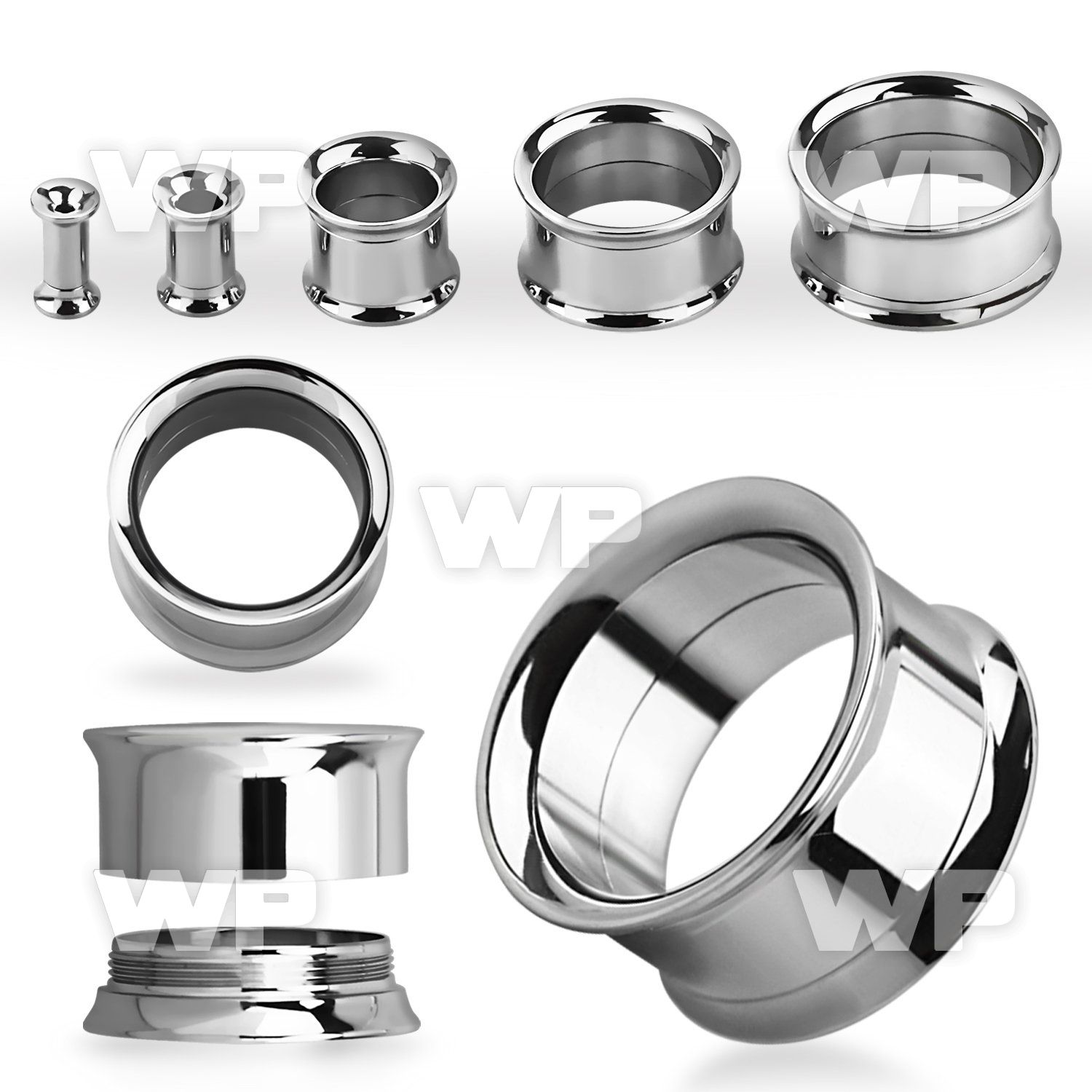 3xm internally threaded surgical steel double flared flesh ear lobe piercing