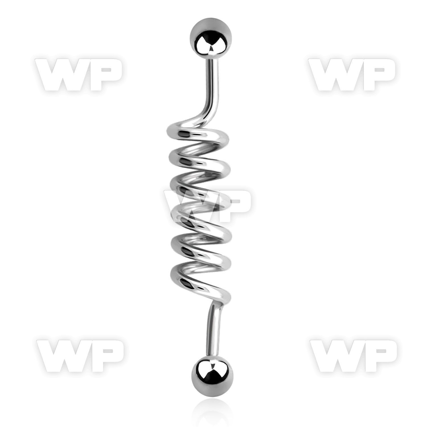 411e0 surgical steel industrial coil barbell 1 6mm 5mm ball 