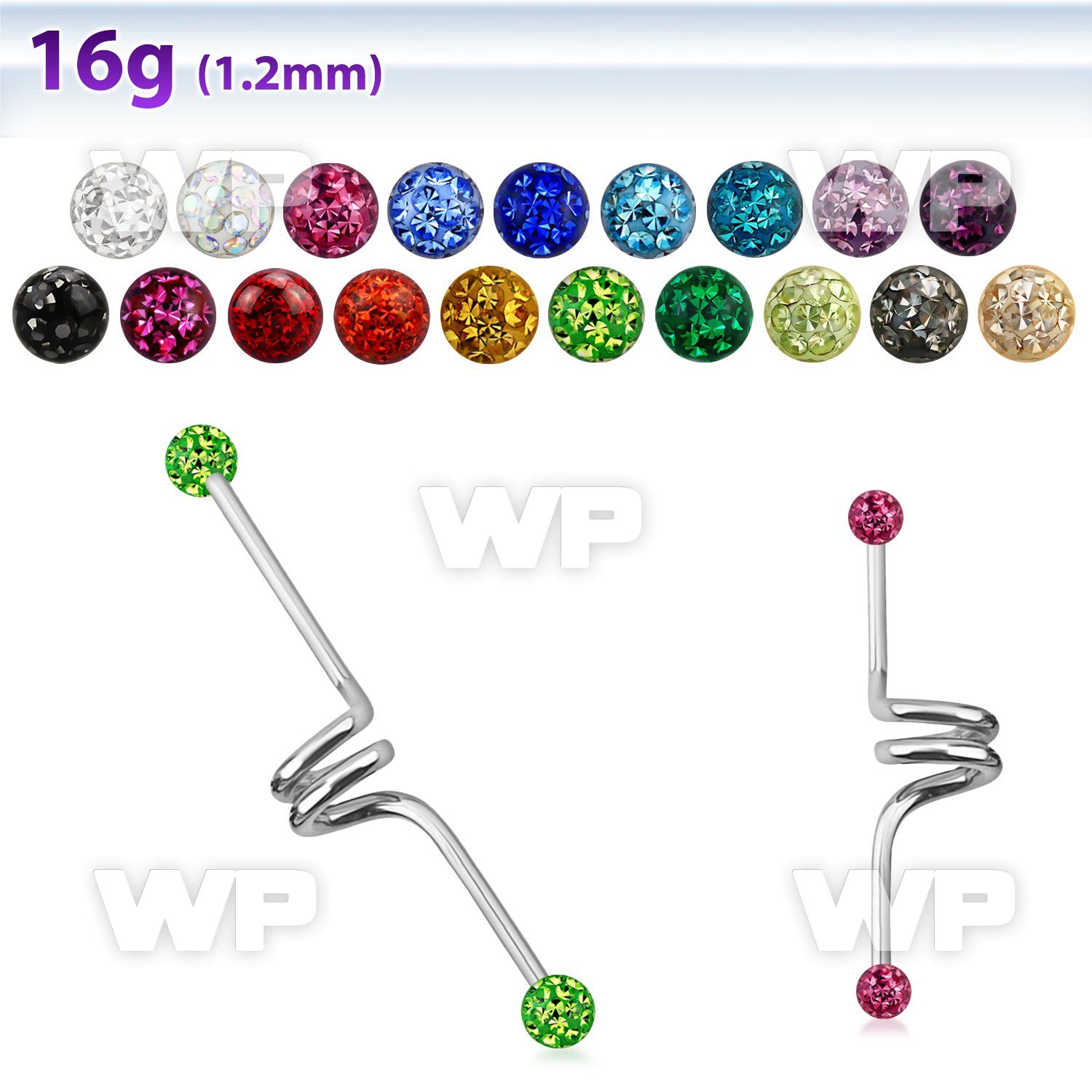 416d0 surgical steel industrial twister barbell 1 2mm 4mm ball tragus piercing
