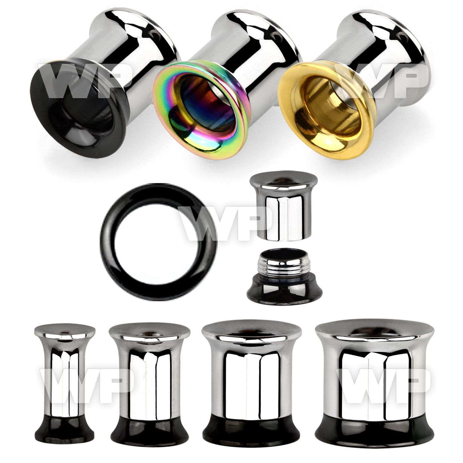 43xm bi color ion plated surgical steel double flared flesh ear lobe piercing