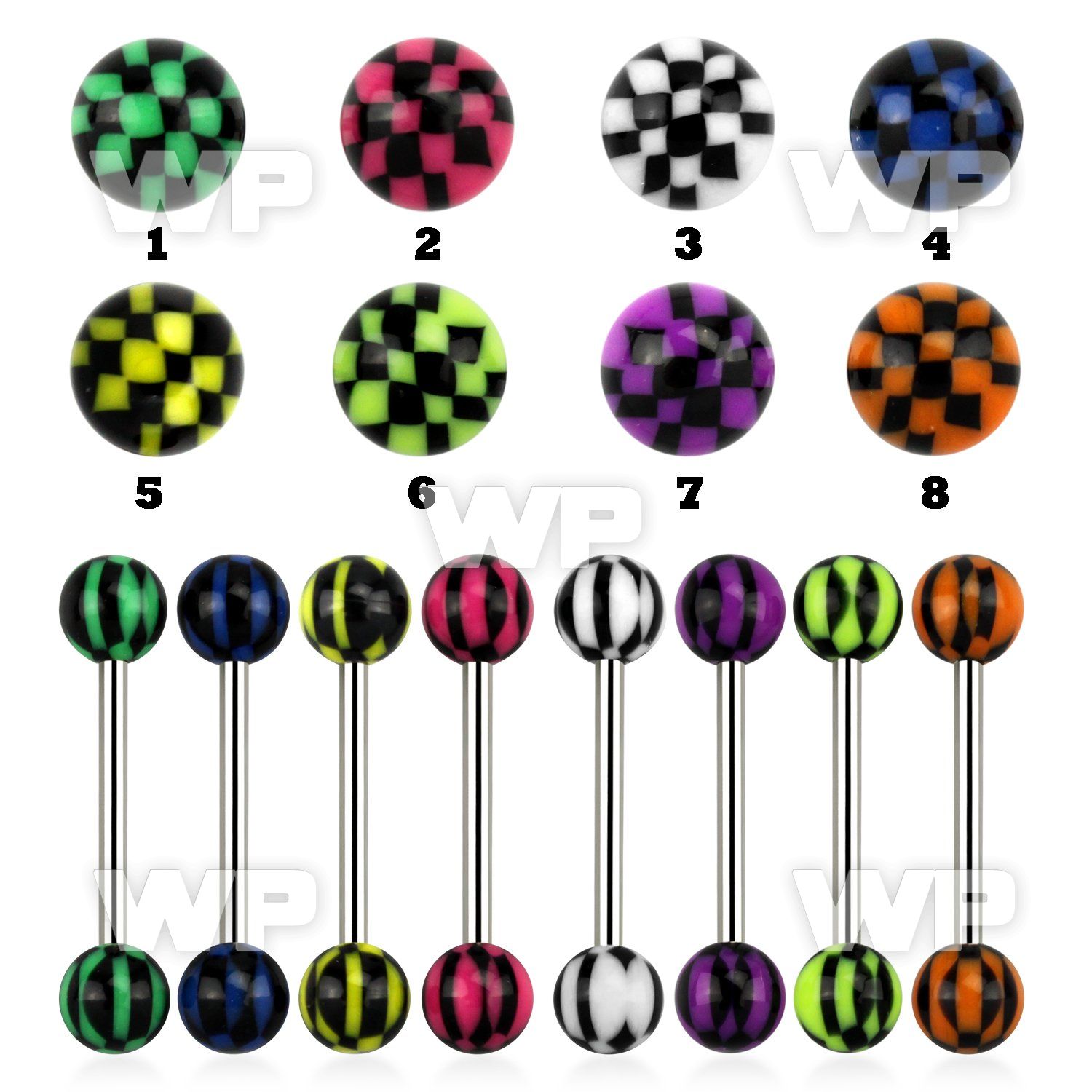 441f7 surgical steel tongue bar 1 6mm 6mm acrylic ballsincolor tongue piercing