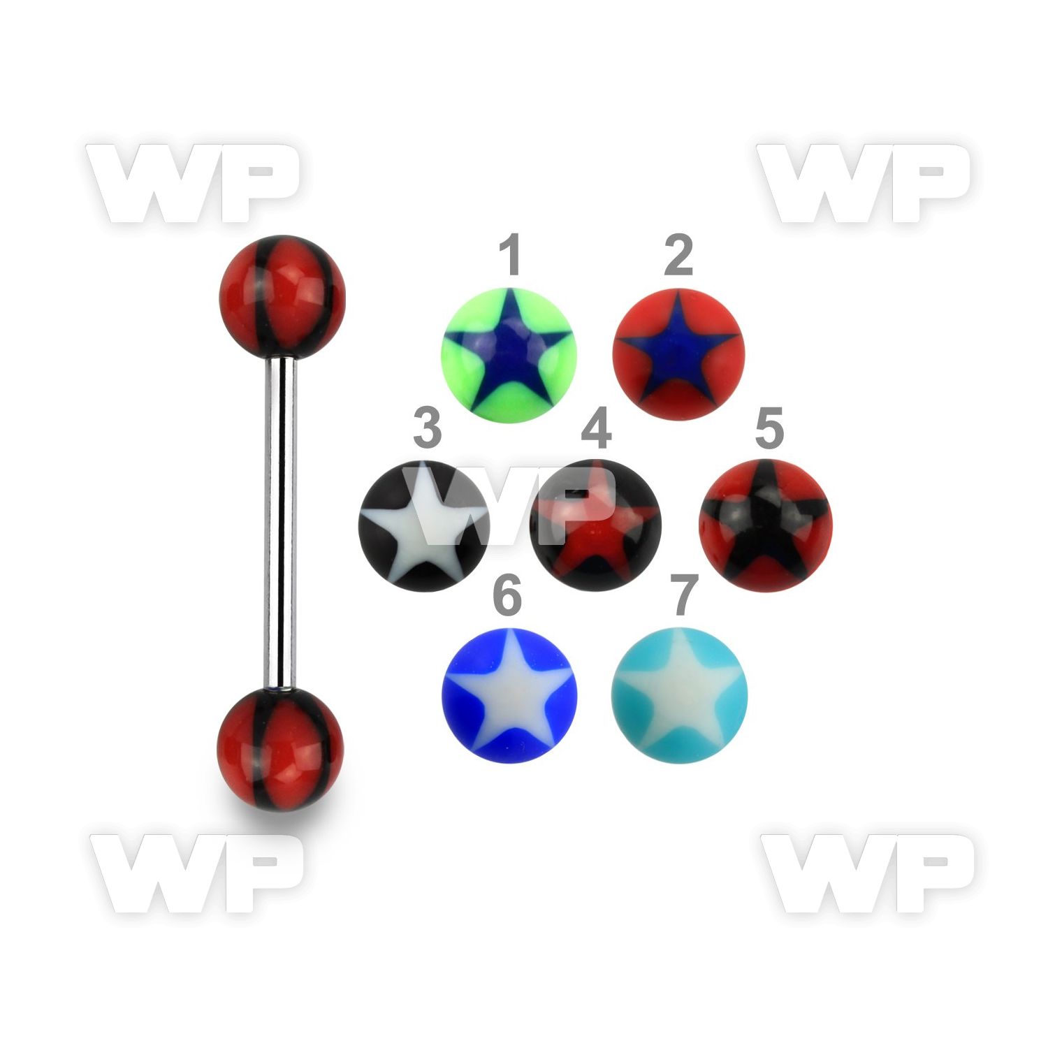 441f8 surgical steel tongue bar 1 6mm 6mm acrylic ball sstar tongue piercing