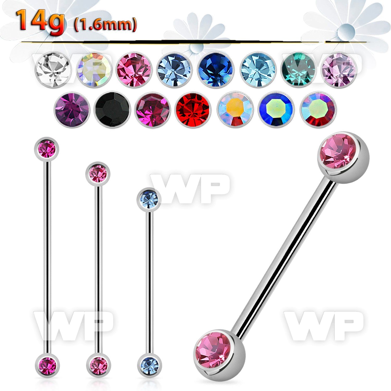 4466zt surgical steel industrial barbell 14g 1 6mm forward 