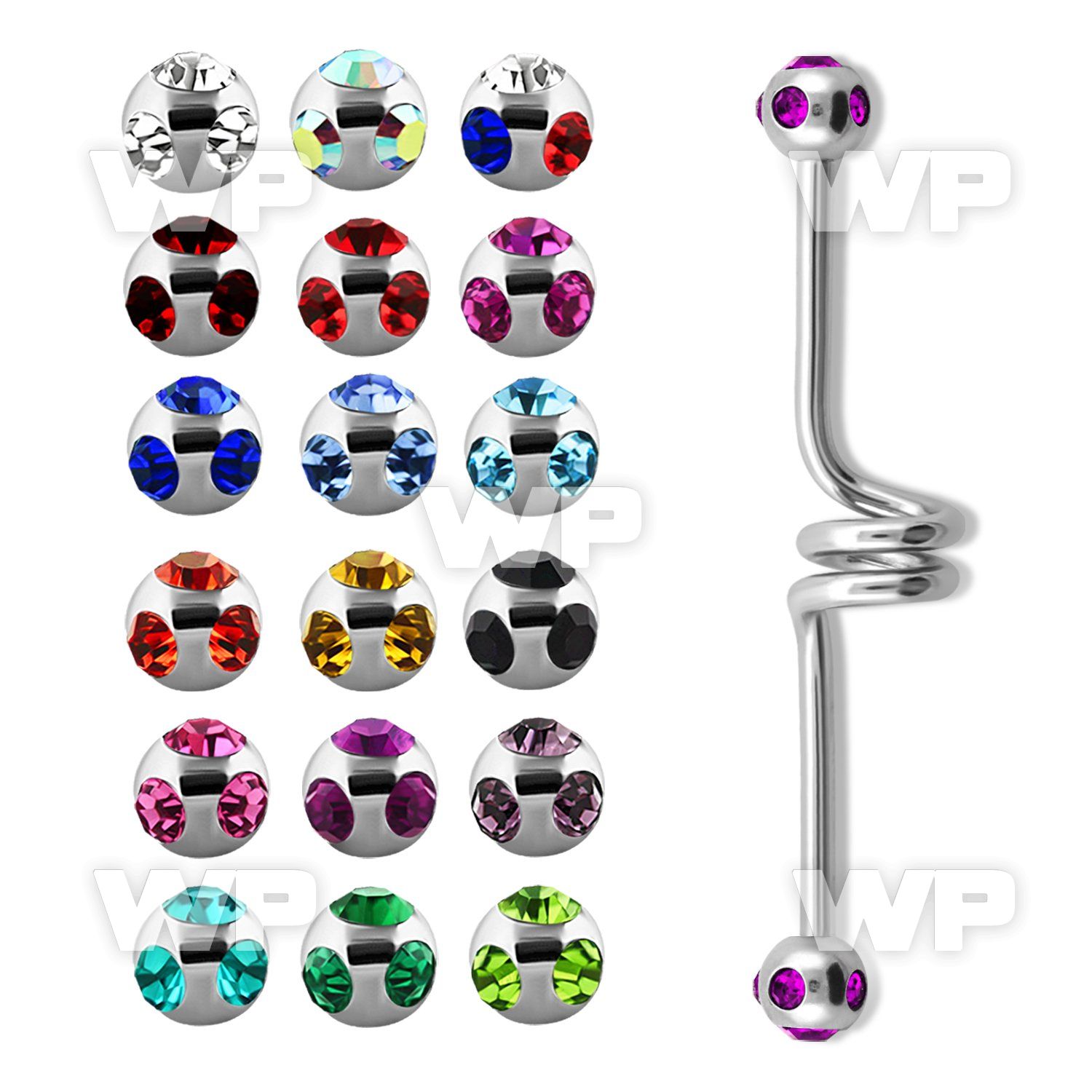 446b surgical steel industrial twister barbell 1 6mm 5mm mult 