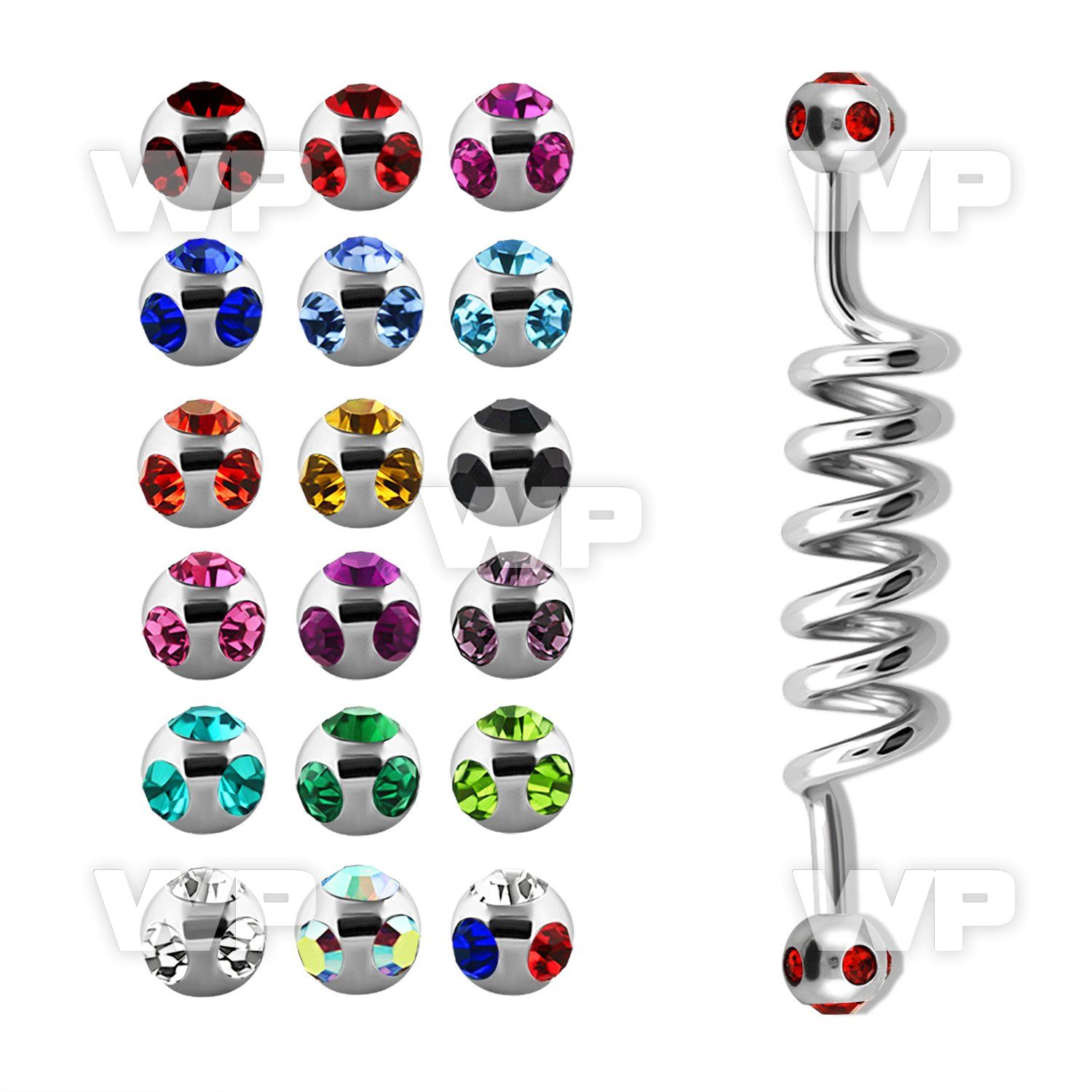 446j surgical steel industrial coil barbell 1 6mm 5mm multi 