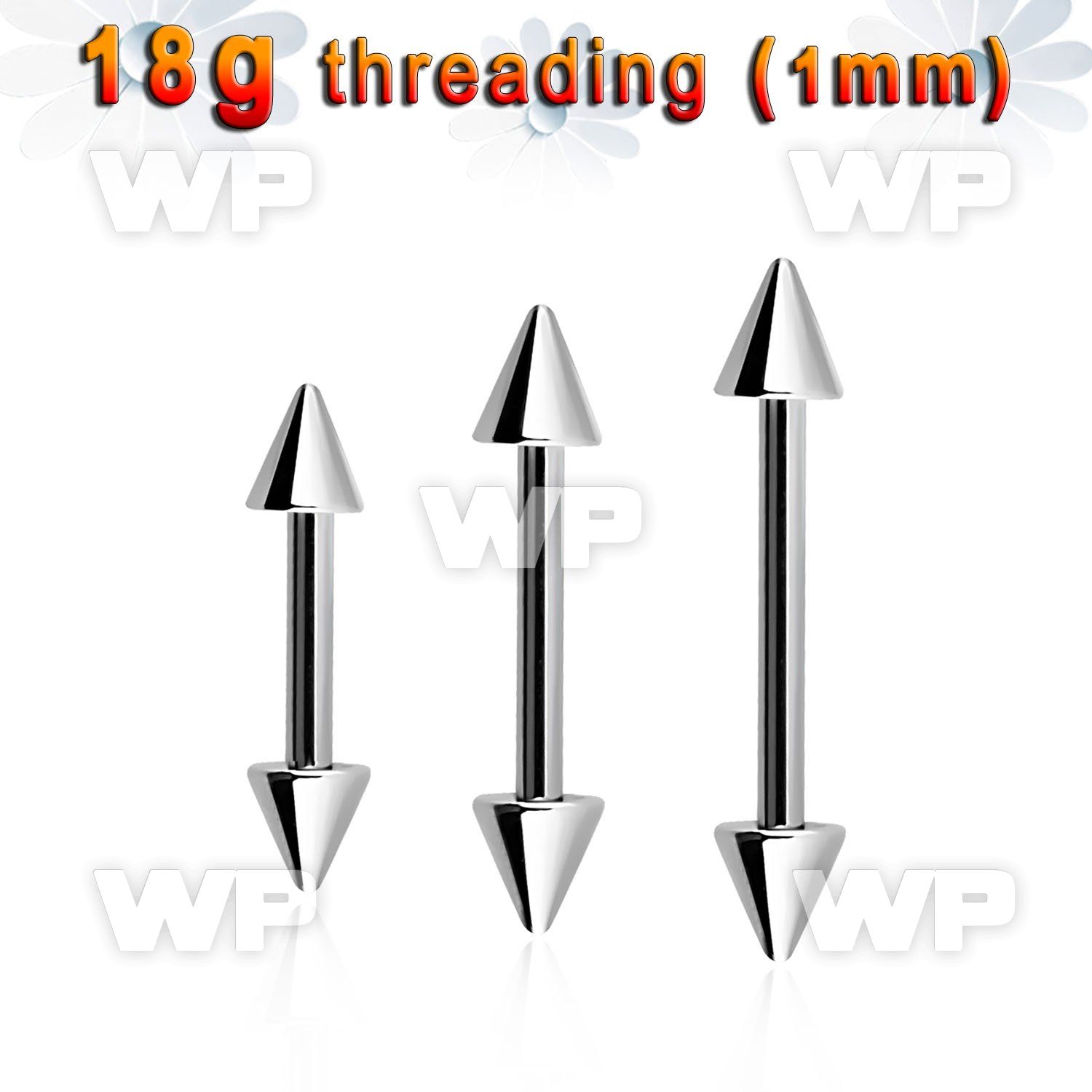 44et6uz surgical steel eyebrow barbell 1mm 3mm cones eyebrow piercing