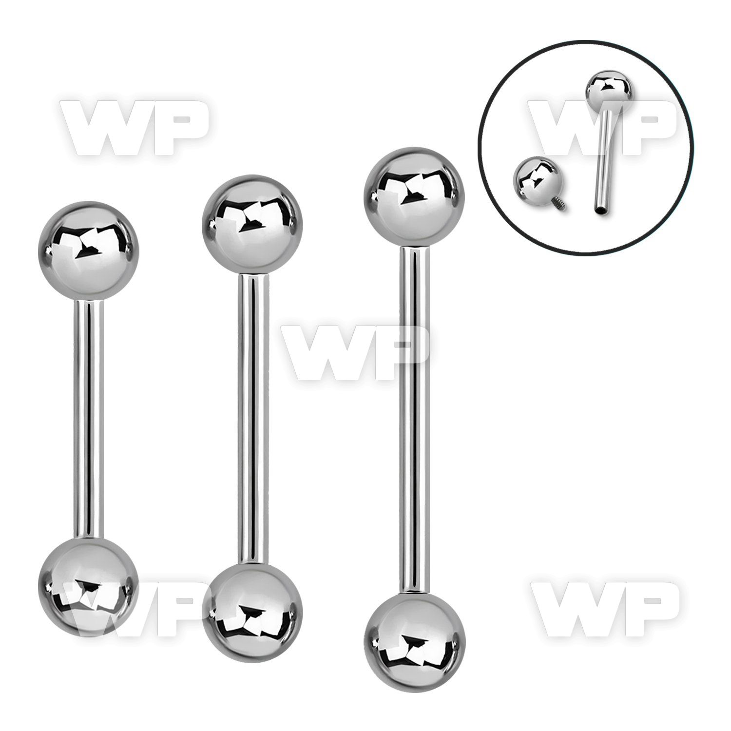 44i8u surgical steel tongue bar 1 6mm 6mm internally threaded nipple piercing