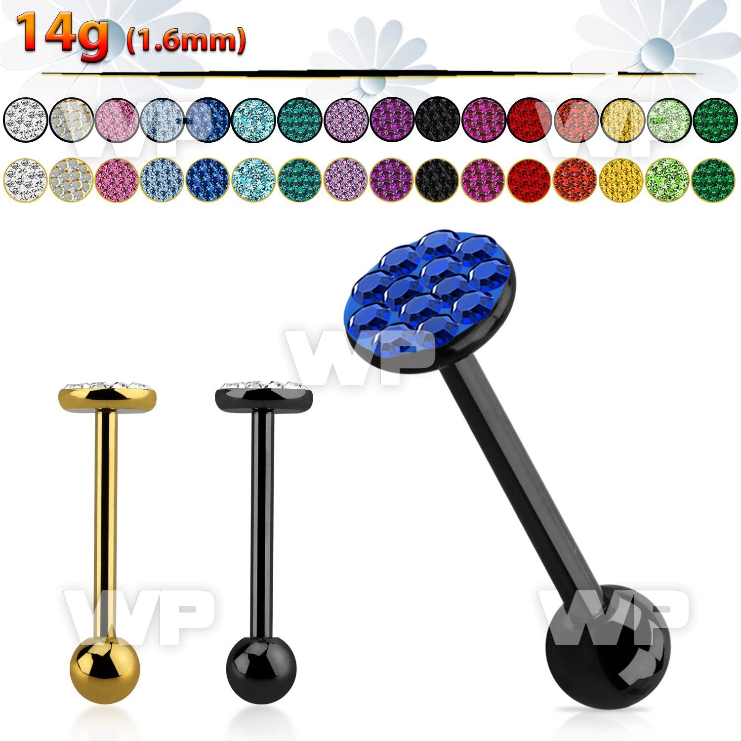 44jrc0 black ion plated surgical steel tongue bar 1 6mm 7mm rou tongue piercing