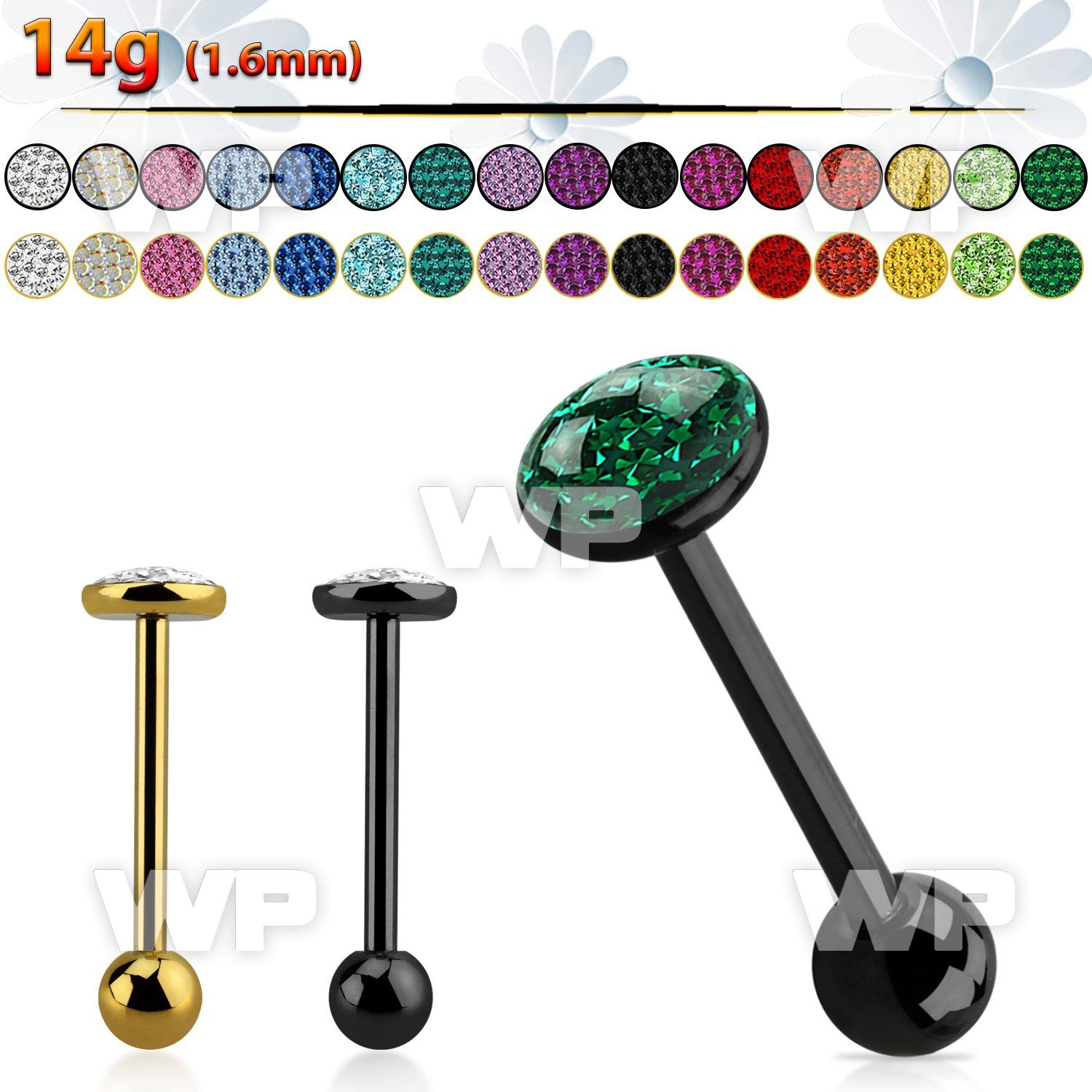 44jrc0f black ion plated 316l steel tongue bar 1 6mm lower 5mm tongue piercing