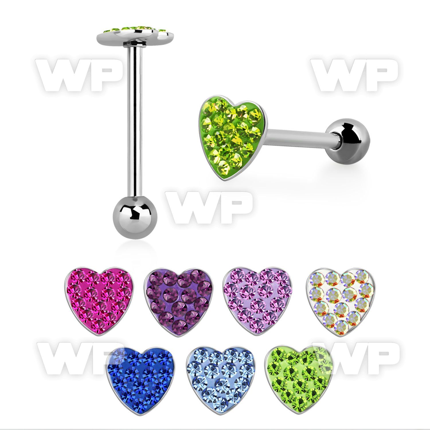 44jrcs surgical steel tongue bar 1 6mm flat heart shaped top tongue piercing