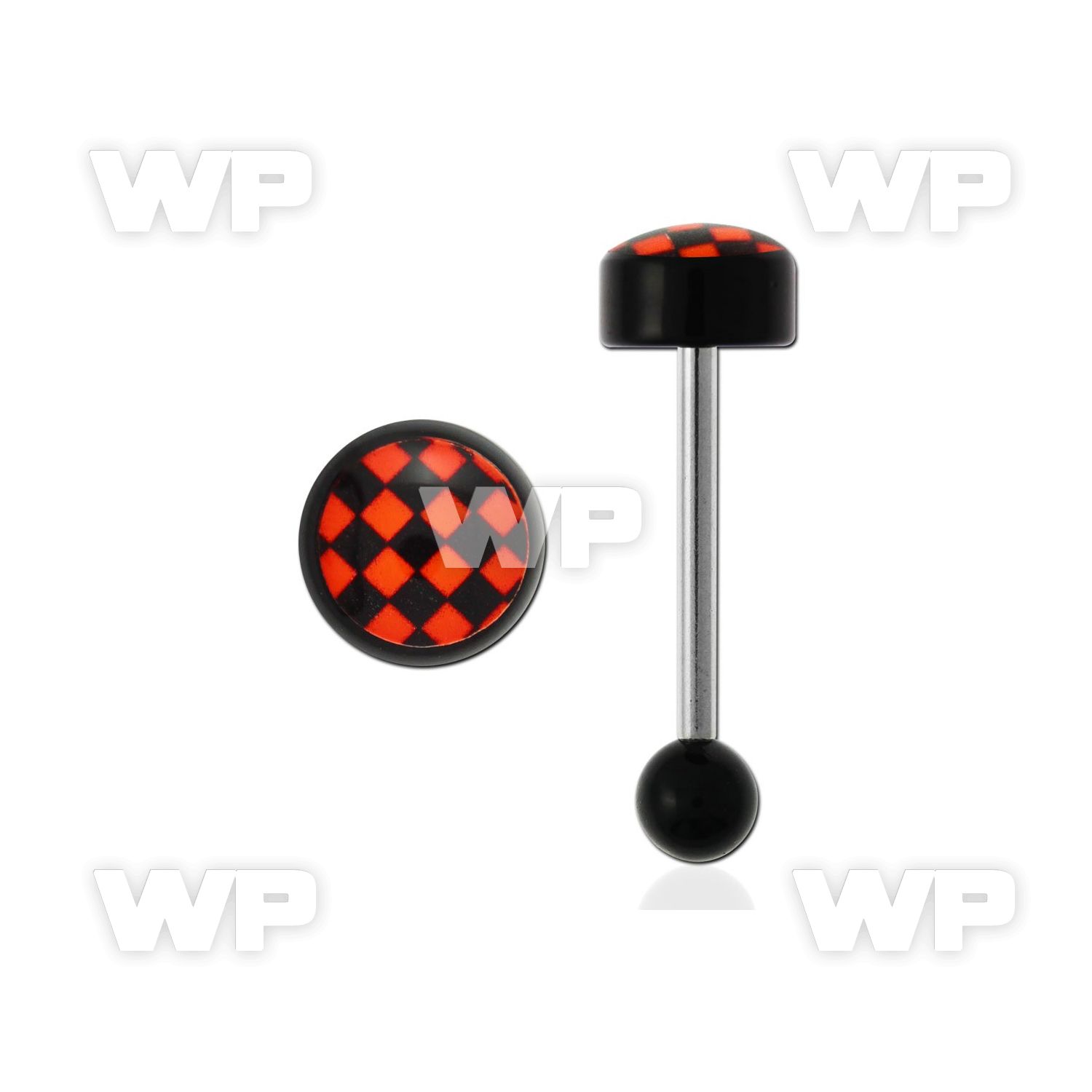 44qiy surgical steel tongue bar 1 6mm round 8mm acrylic topbla tongue piercing