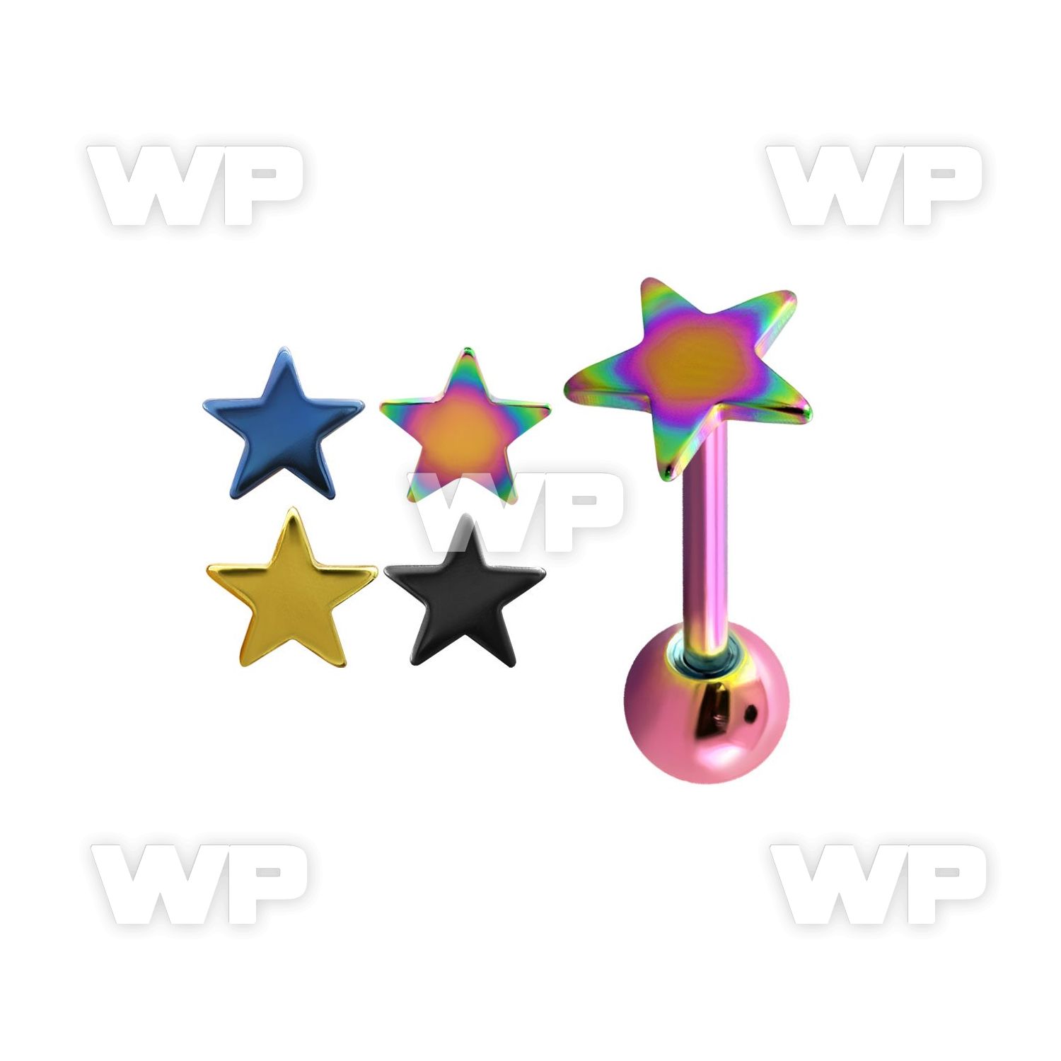 44r37a ion plated surgical steel tongue bar 1 6mm 6mm star shap tongue piercing