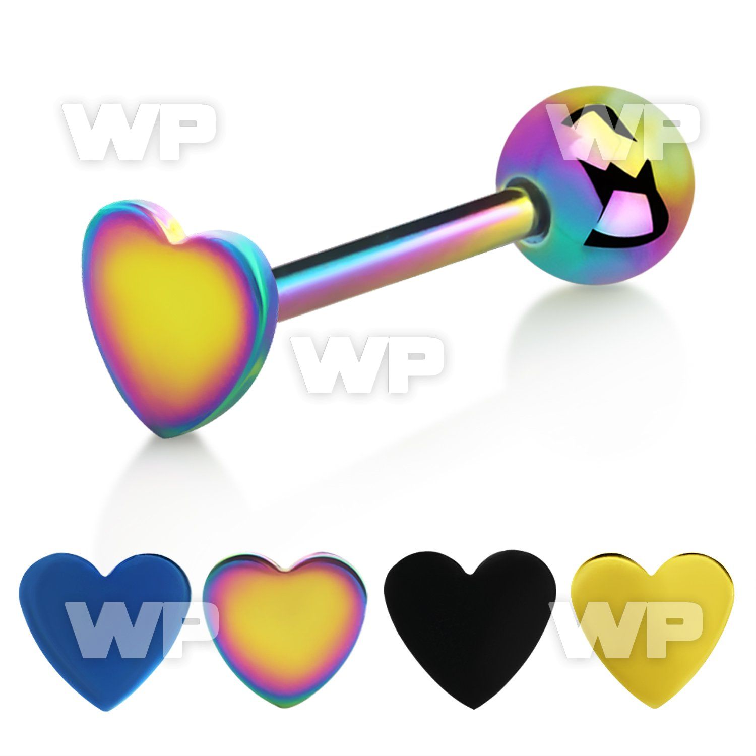 44r3xk ion plated surgical steel tongue bar 1 6mm 6mm heart sha tongue piercing