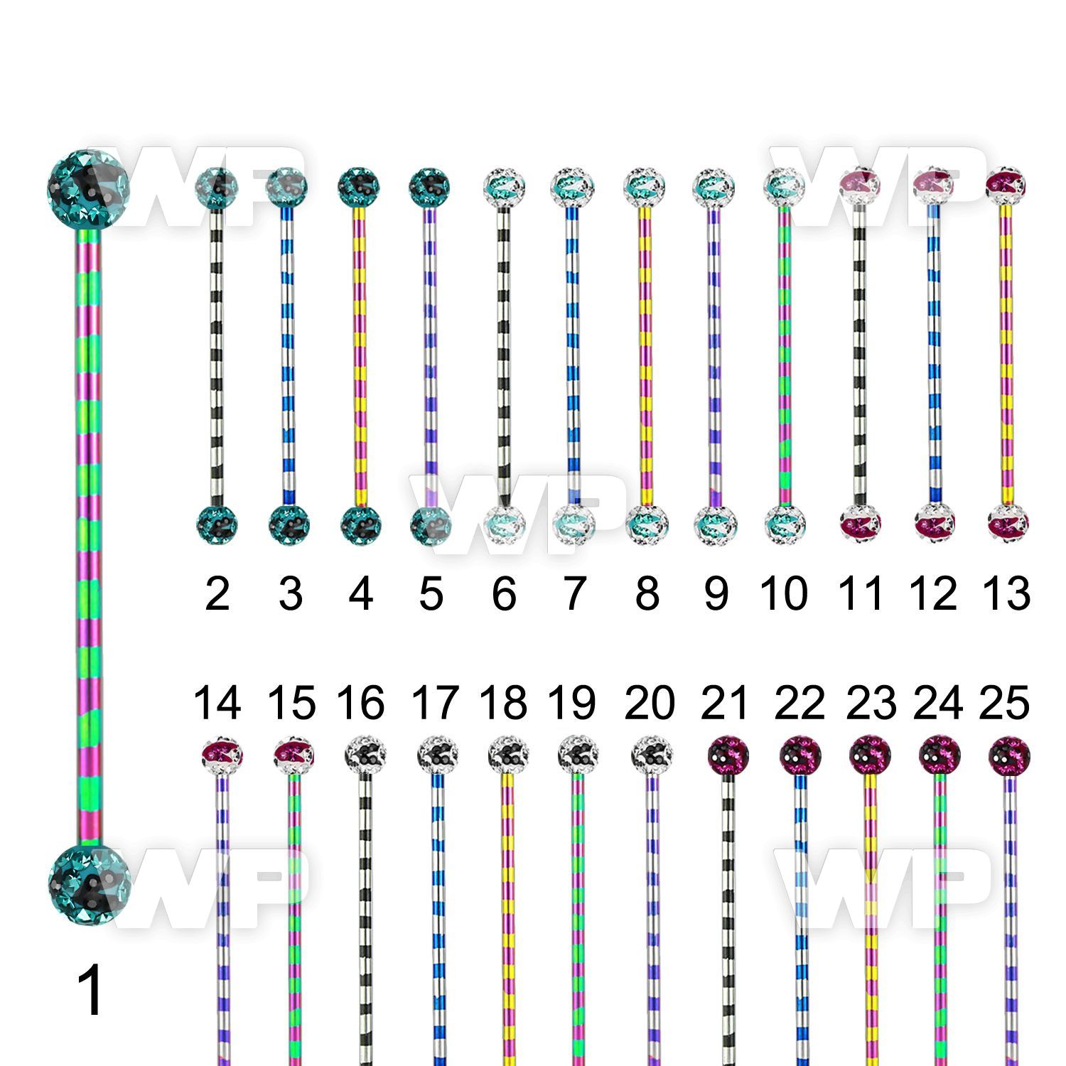 44radas6 ion plated surgical steel industrial barbell 1 6mm zebra ear piercing others