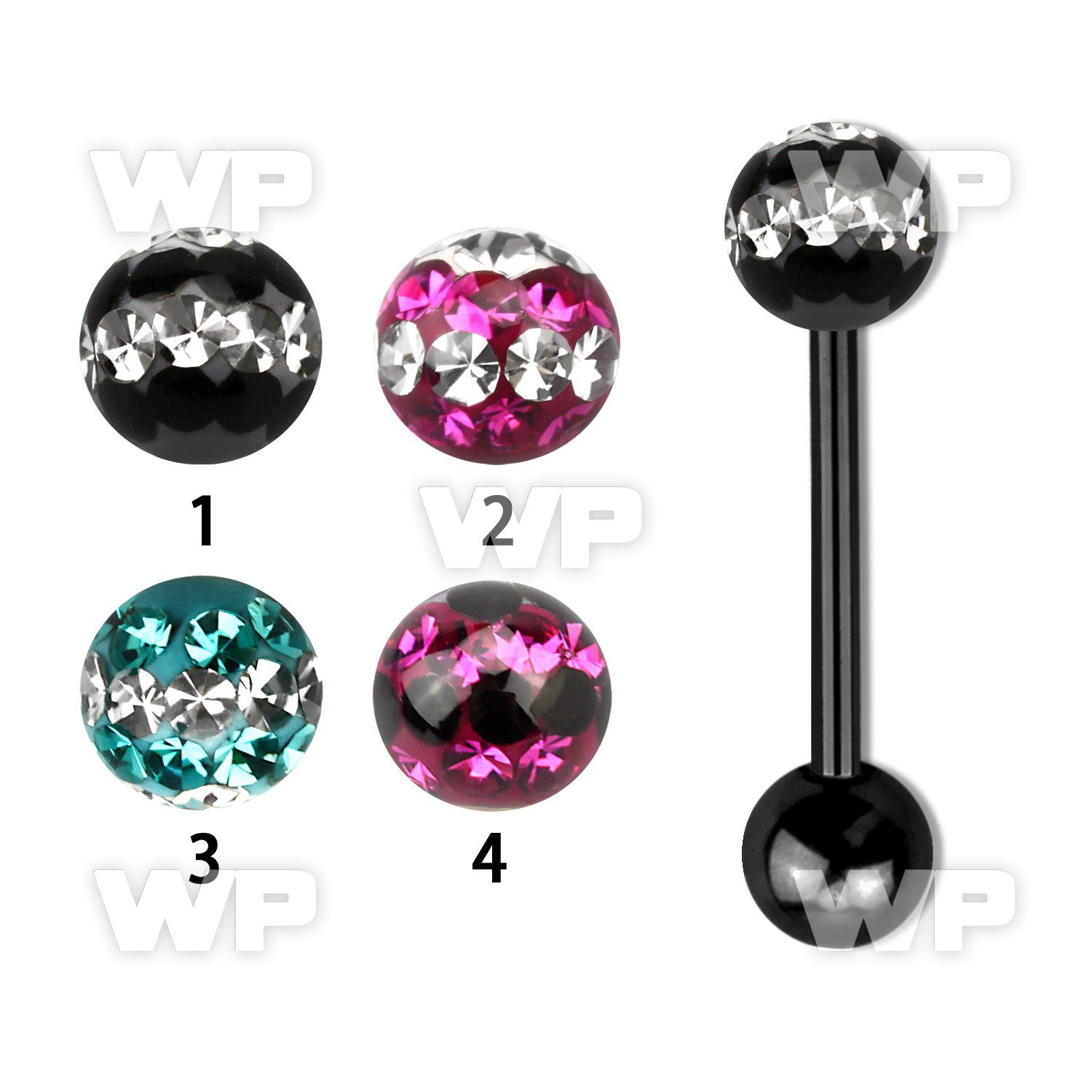 44rday1 ion plated surgical steel tongue bar 1 6mm 6mm ball feri tongue piercing