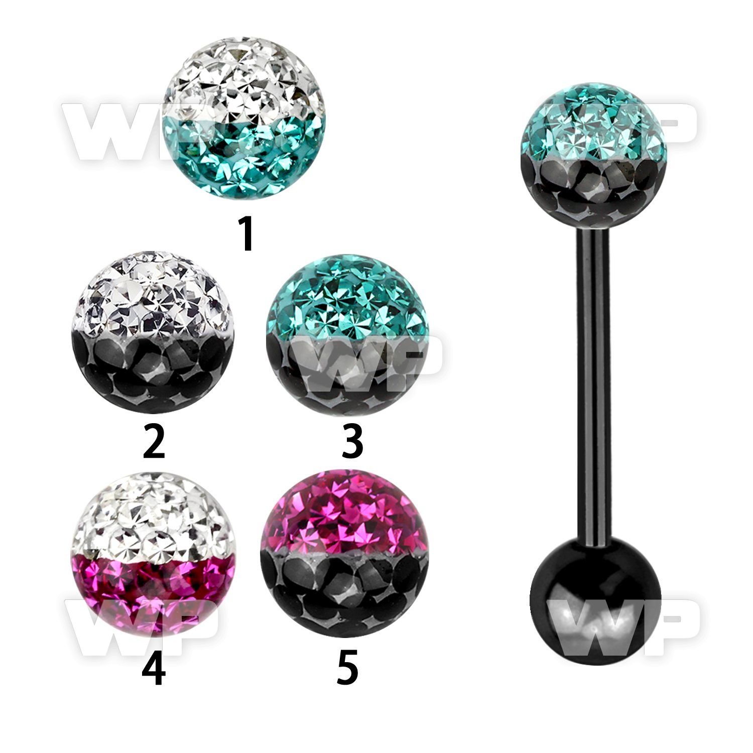 44rdayw ion plated surgical steel tongue bar 1 6mm 6mm ball feri tongue piercing