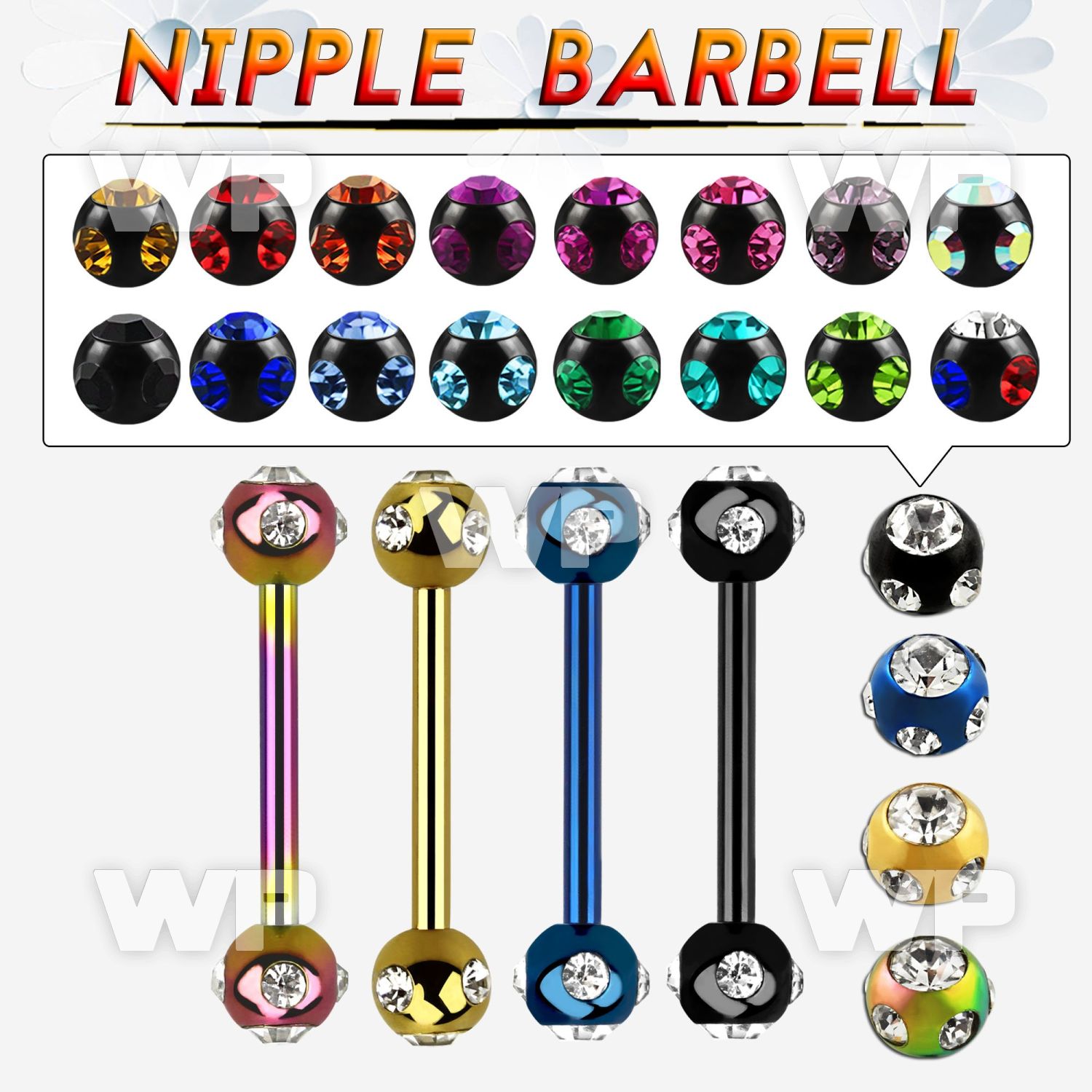 44umrs6 ion plated surgical steel nipple barbell 1 6mm 5mm multi nipple piercing