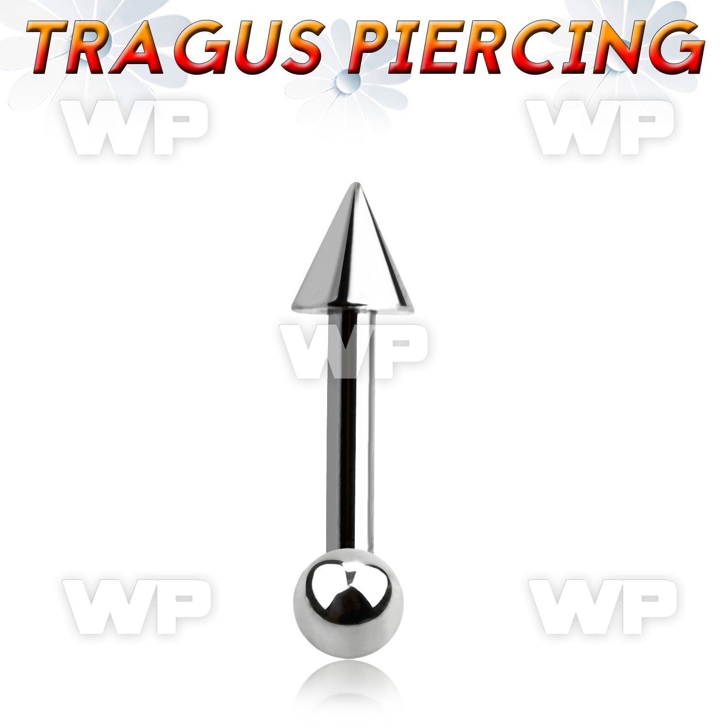 44wazy surgical steel tragus barbell 1 2mm upper 4mm cone 3mm helix piercing