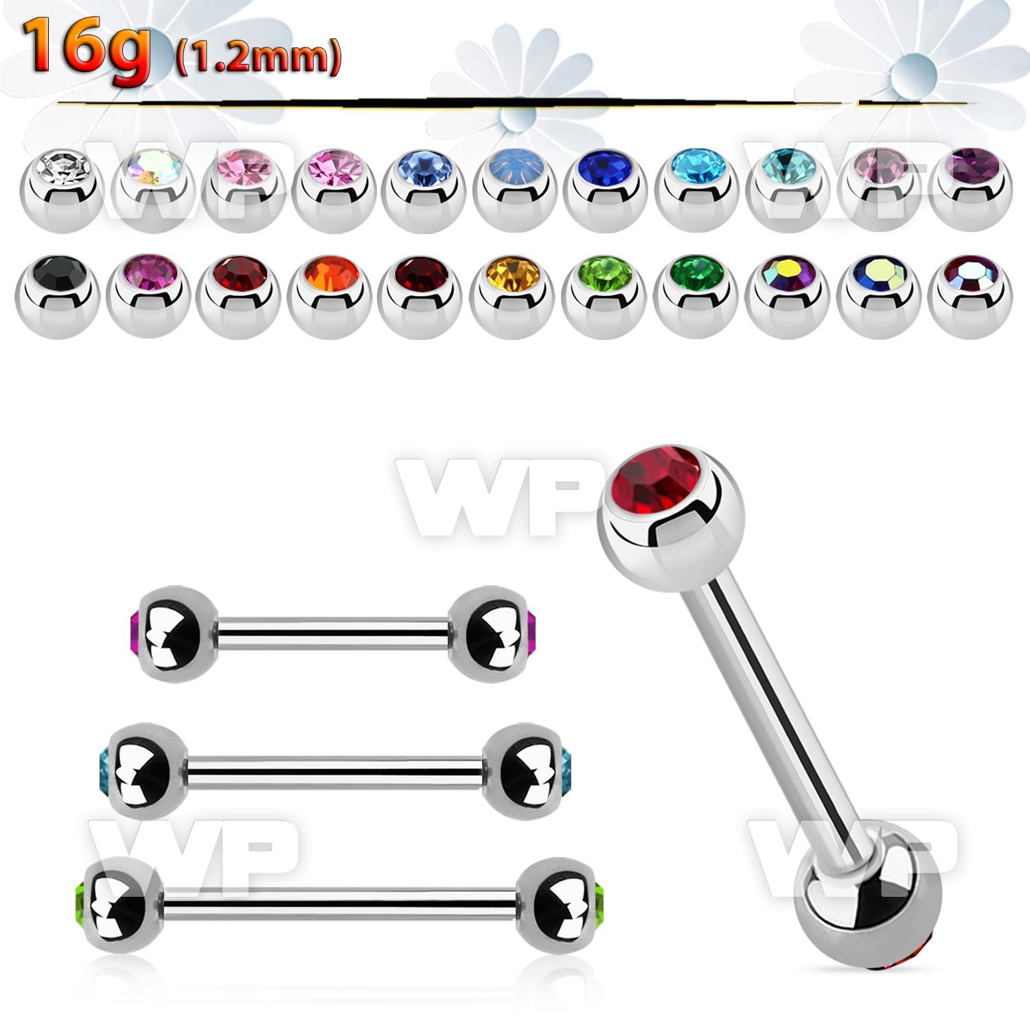 44wk6 surgical steel eyebrow barbell 1 2mm 3mm press fit jewel eyebrow piercing