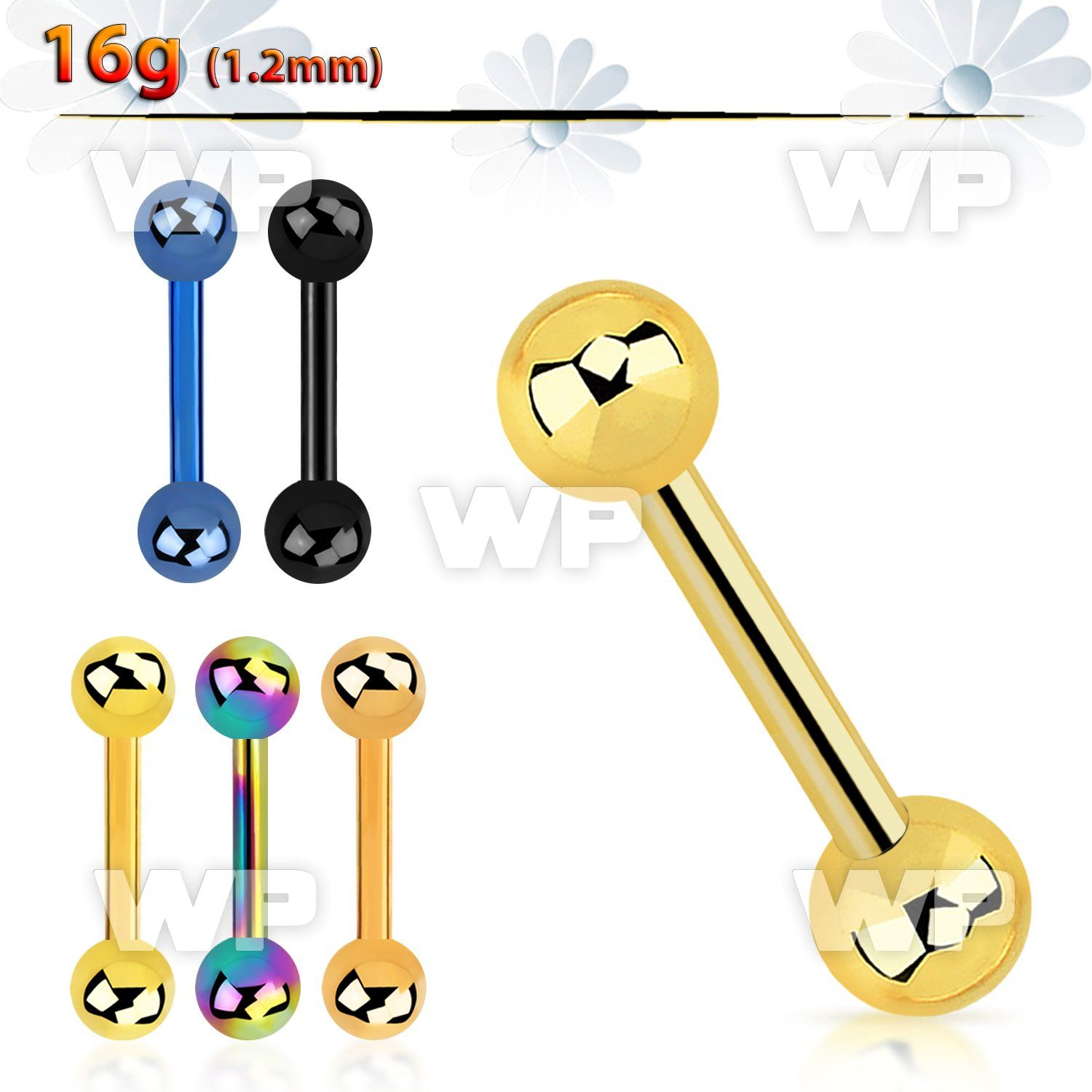 44wr40 ion plated 316l steel eyebrow or helix barbell w two 4mm eyebrow piercing