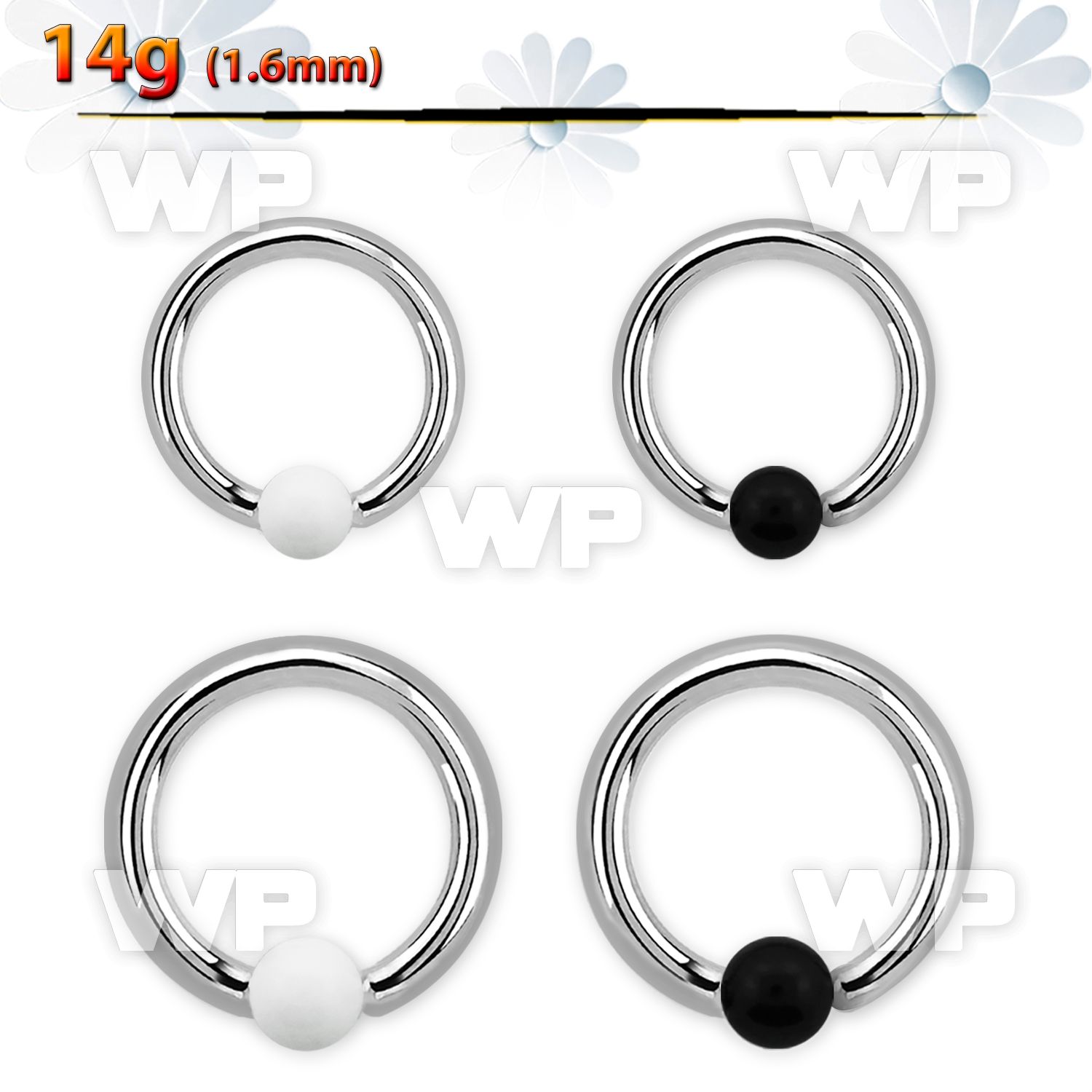 4677s surgical steel captive bead ring 1 6mm 5mm acrylic uv ear lobe piercing