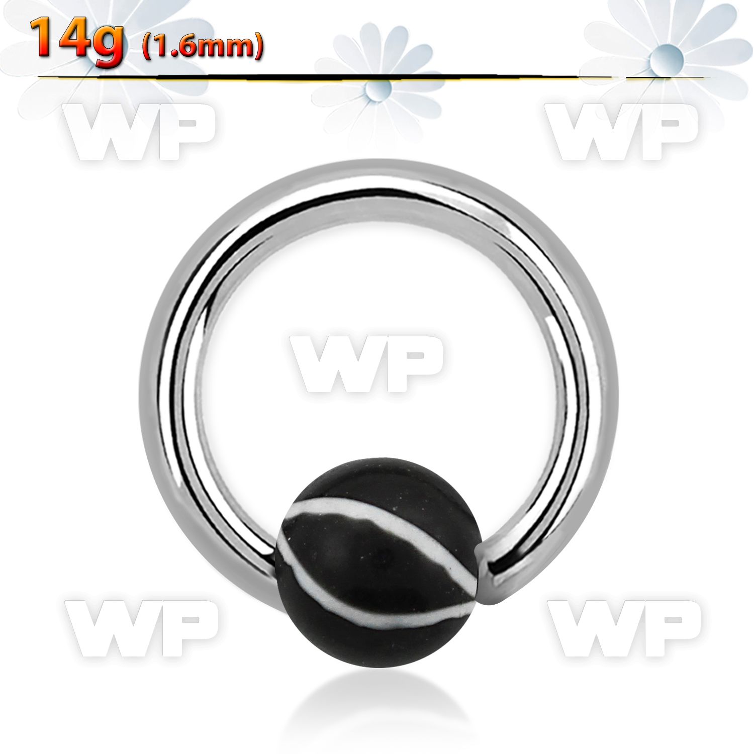 467ws surgical steel captive bead ring 1 6mm 5mm acrylic clos ear lobe piercing