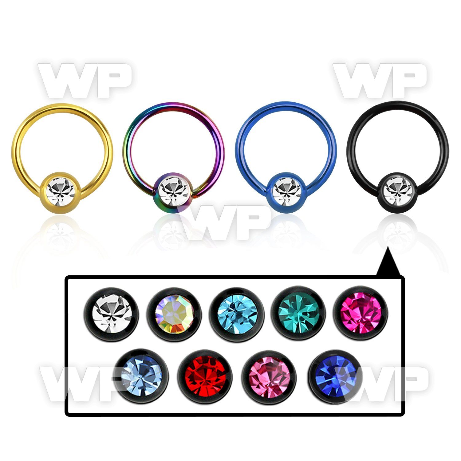 46wr603 ion plated surgical steel captive bead ring 1 2mm 4mm eyebrow piercing
