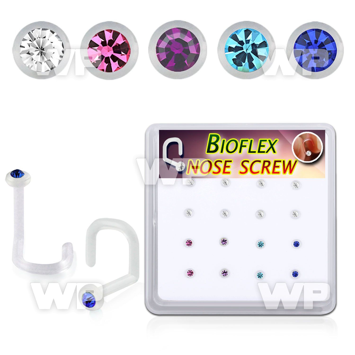 483ojfey box w of bio flex nose screw spirals 1mm 1 5mm round cry nose piercing