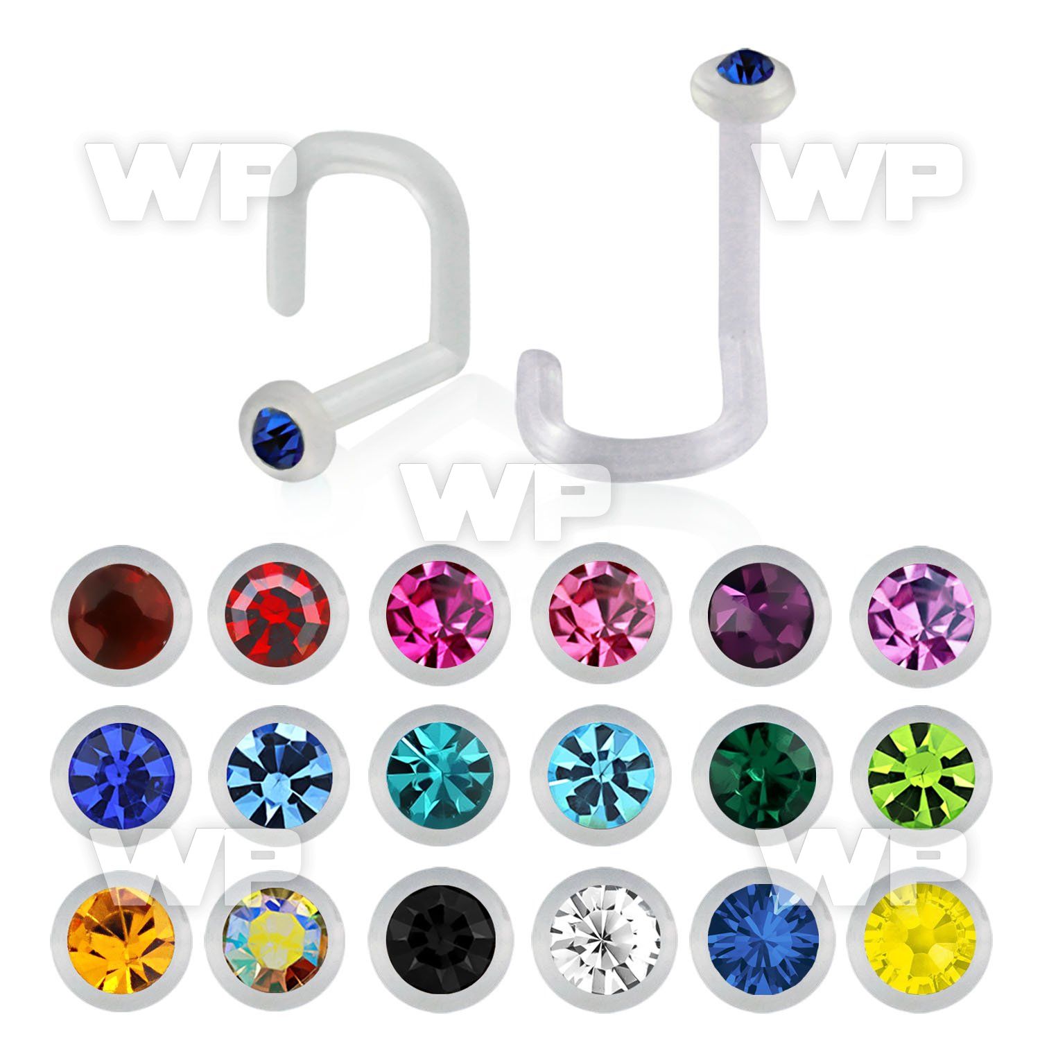 48u3o6 clear bio flex nose screw spiral 1mm 1 5mm round crystal nose piercing