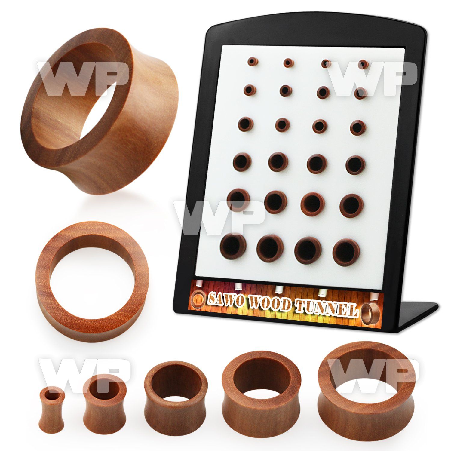 4a1mo3 display w double flare sawo wood flesh tunnels size 3mm ear lobe piercing