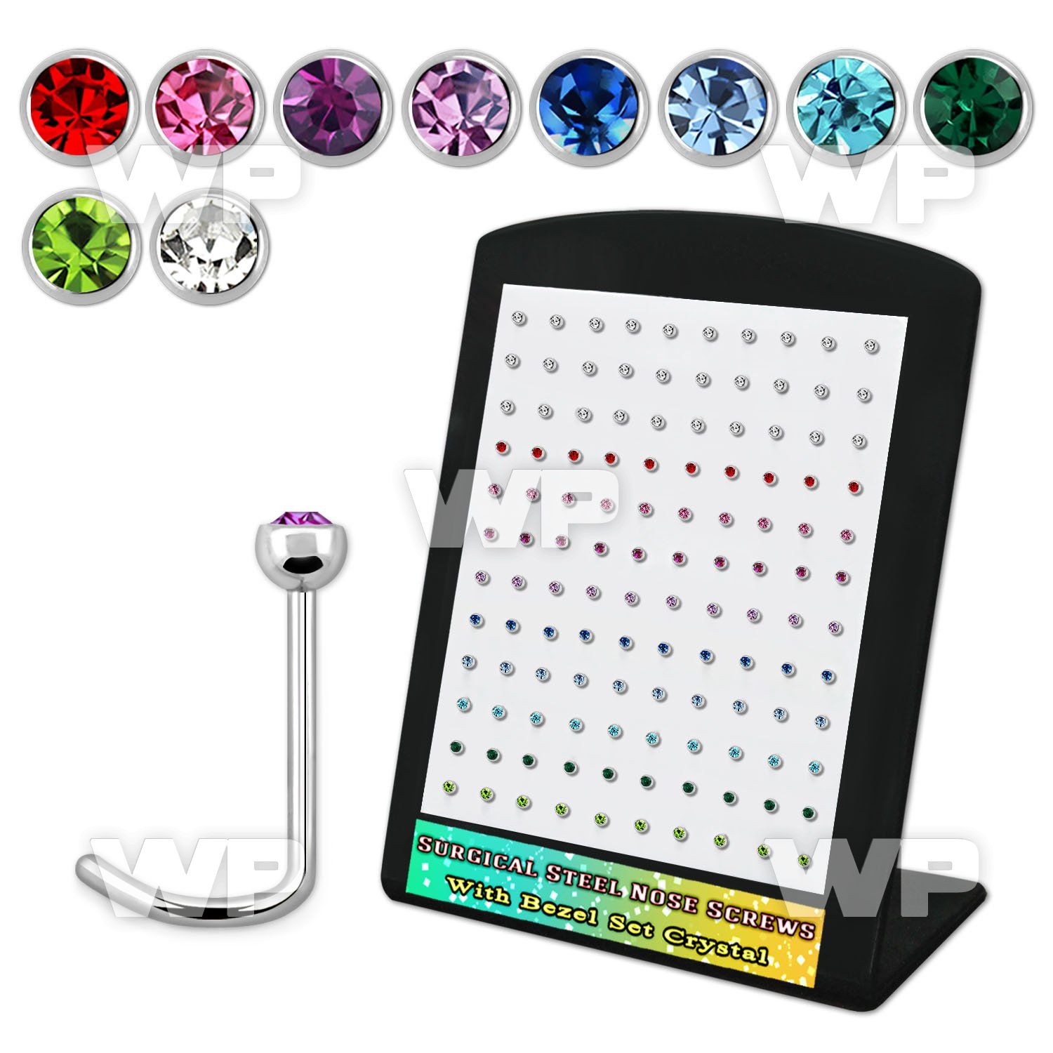 4a3ees display w surgical steel nose screw spirals 0 8mm 2 5mm nose piercing