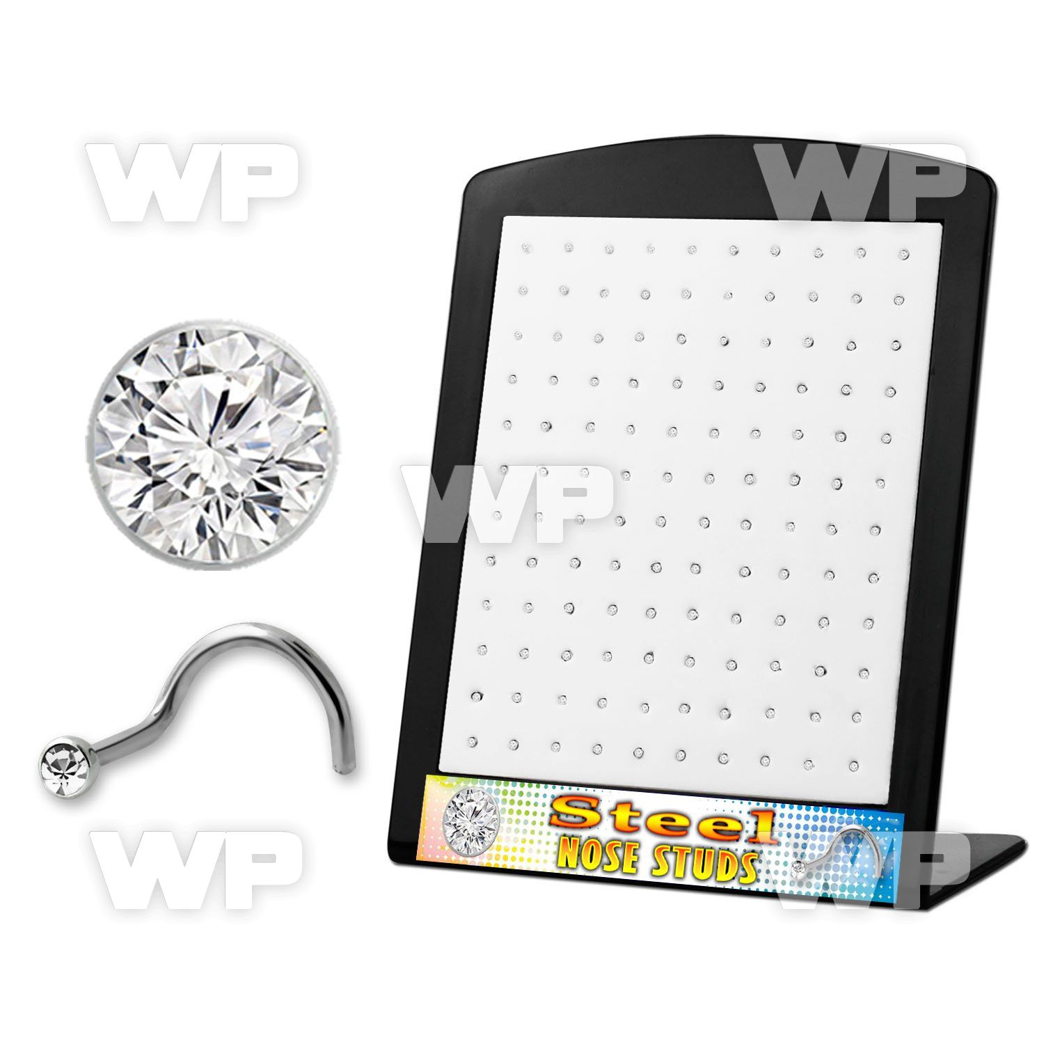 4a3ep0 display w surgical steel nose screw spirals 0 8mm 2m rou nose piercing