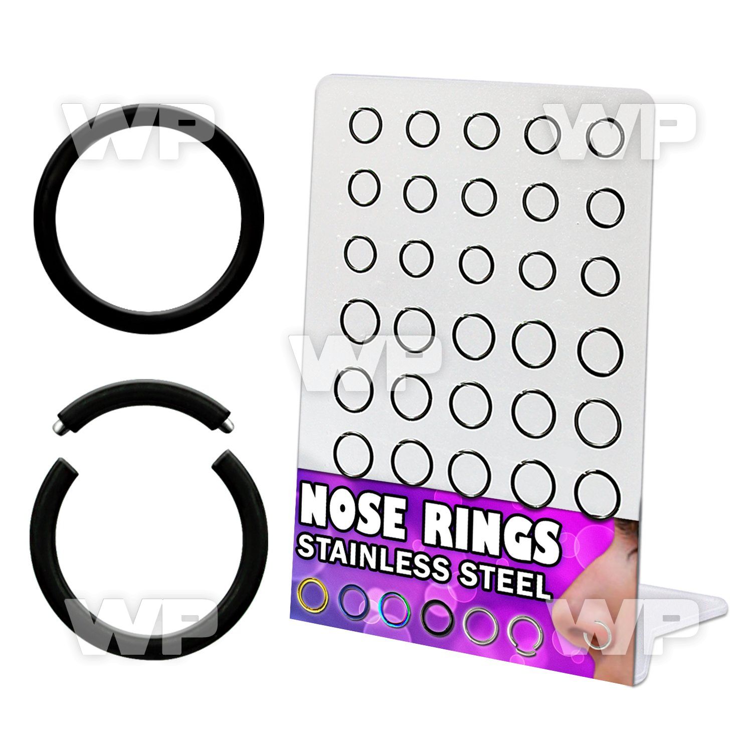 4a3ire board w black ion plated segment ring s 1 2mm diameter ear lobe piercing